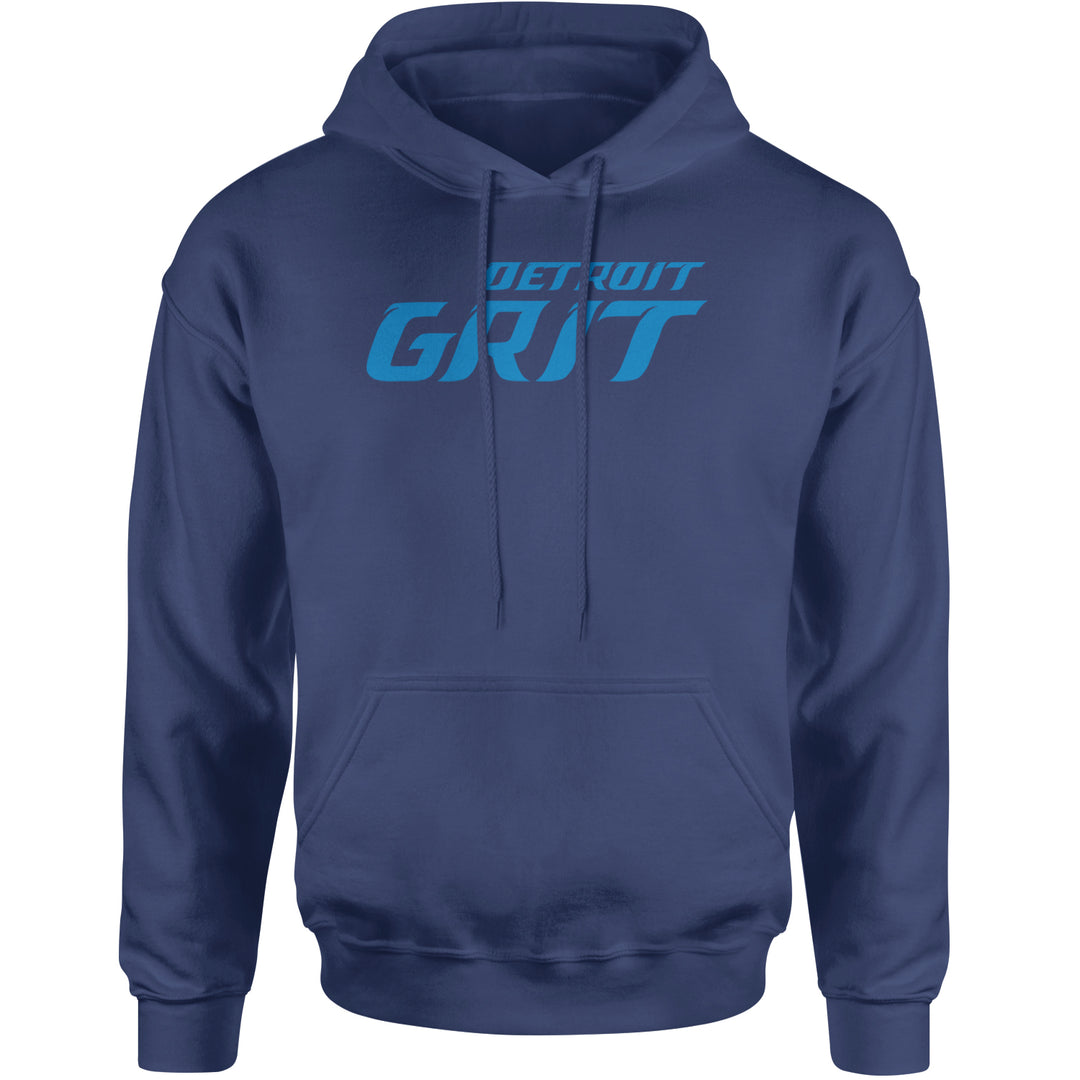 Grit Detroit Football Hard Knocks Adult Hoodie Sweatshirt Navy Blue