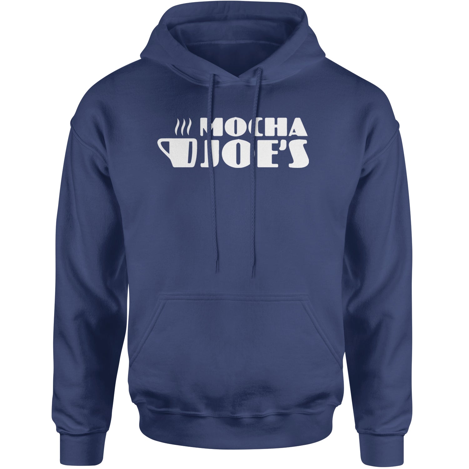 Mocha Joe's Enthusiastic Coffee Adult Hoodie Sweatshirt Navy Blue