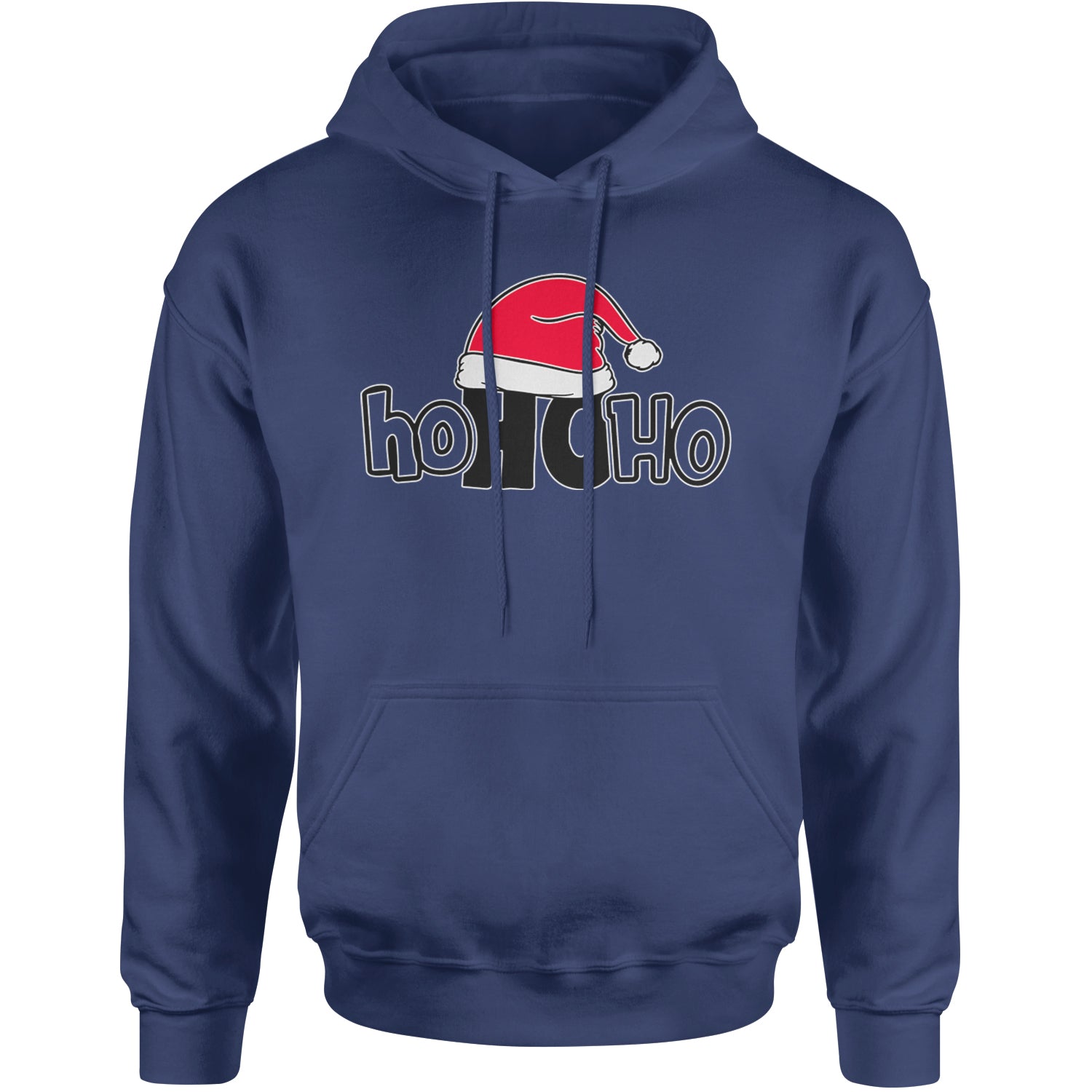 Ho Ho Ho Santa Christmas Hat Adult Hoodie Sweatshirt Navy Blue