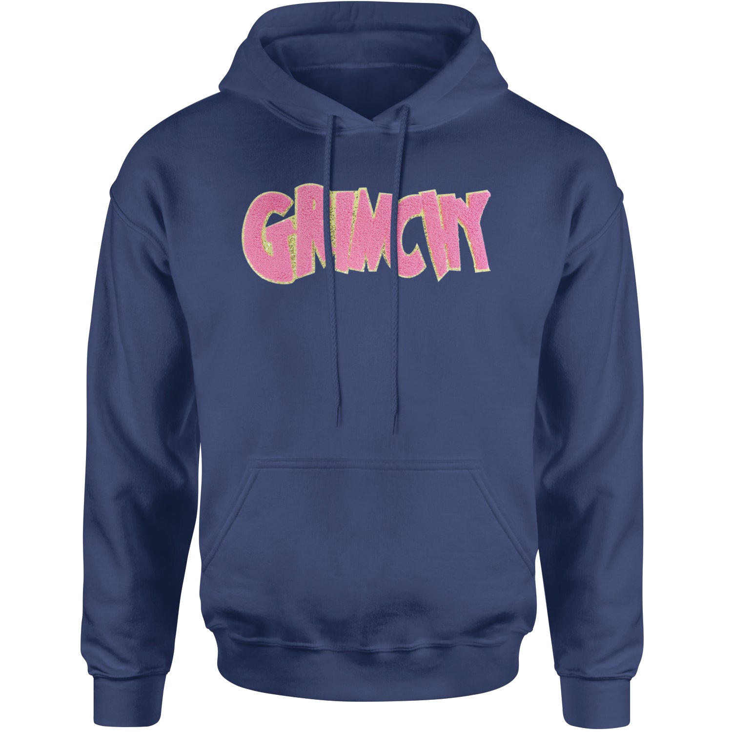 Pink Gr-nchy Chenille Patch Adult Hoodie Sweatshirt Navy Blue