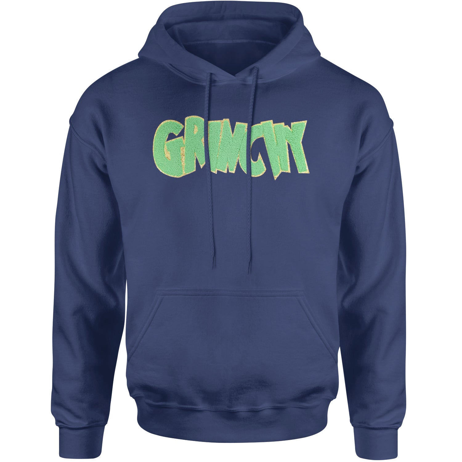 Green Gr-nchy Chenille Patch Adult Hoodie Sweatshirt Navy Blue