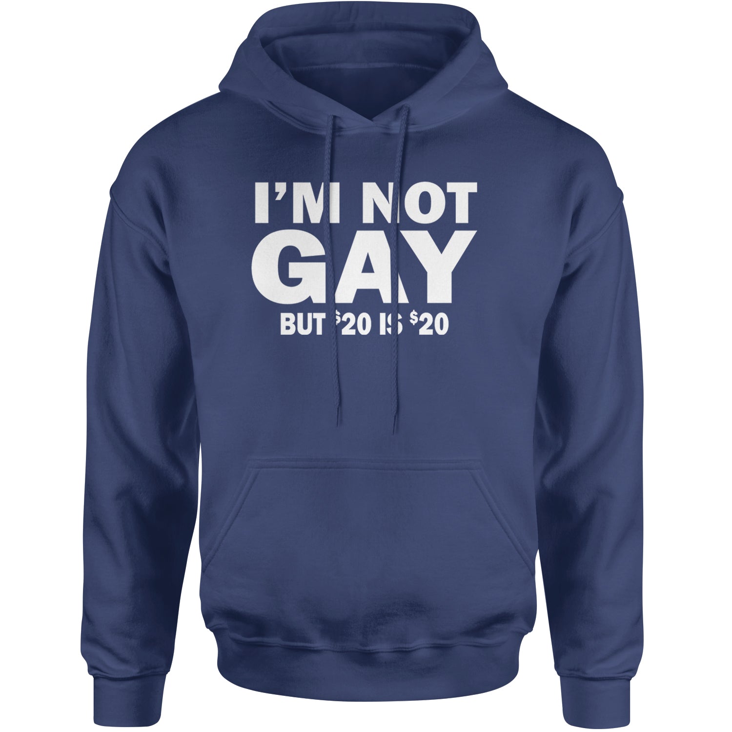 I'm Not Gay, But $20 Bucks is $20 Bucks Adult Hoodie Sweatshirt Navy Blue