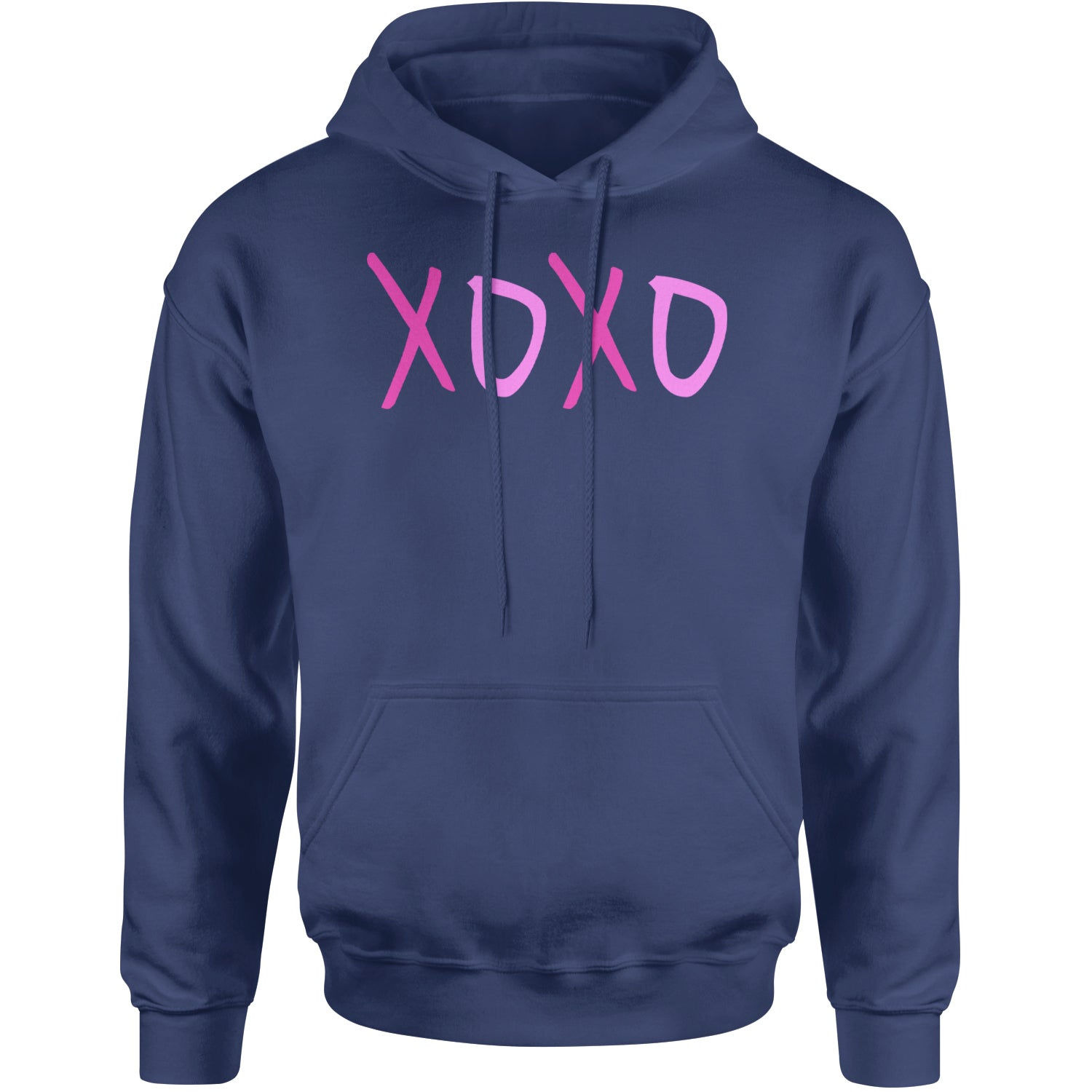 XOXO Pink Print Adult Hoodie Sweatshirt Navy Blue