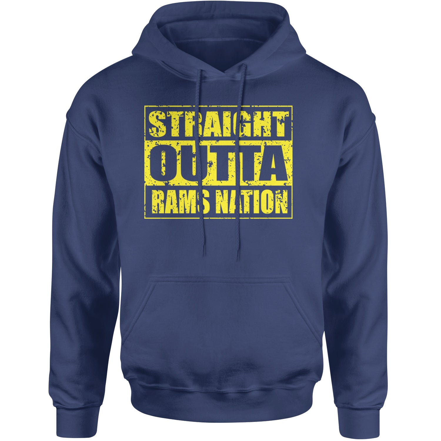 Straight Outta Rams Nation   Adult Hoodie Sweatshirt Navy Blue