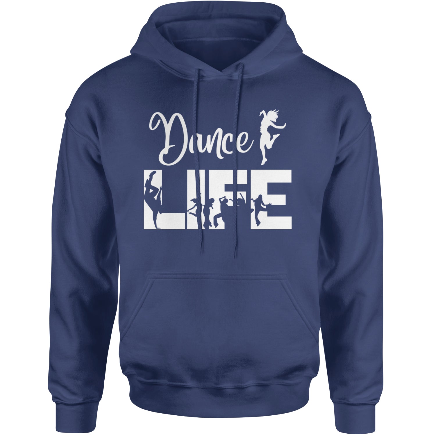 Dance Life Silhouette Dancers Adult Hoodie Sweatshirt Navy Blue