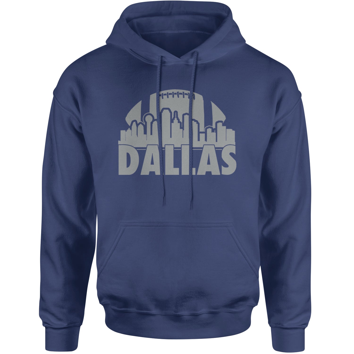 Dallas Texas Skyline Adult Hoodie Sweatshirt Navy Blue