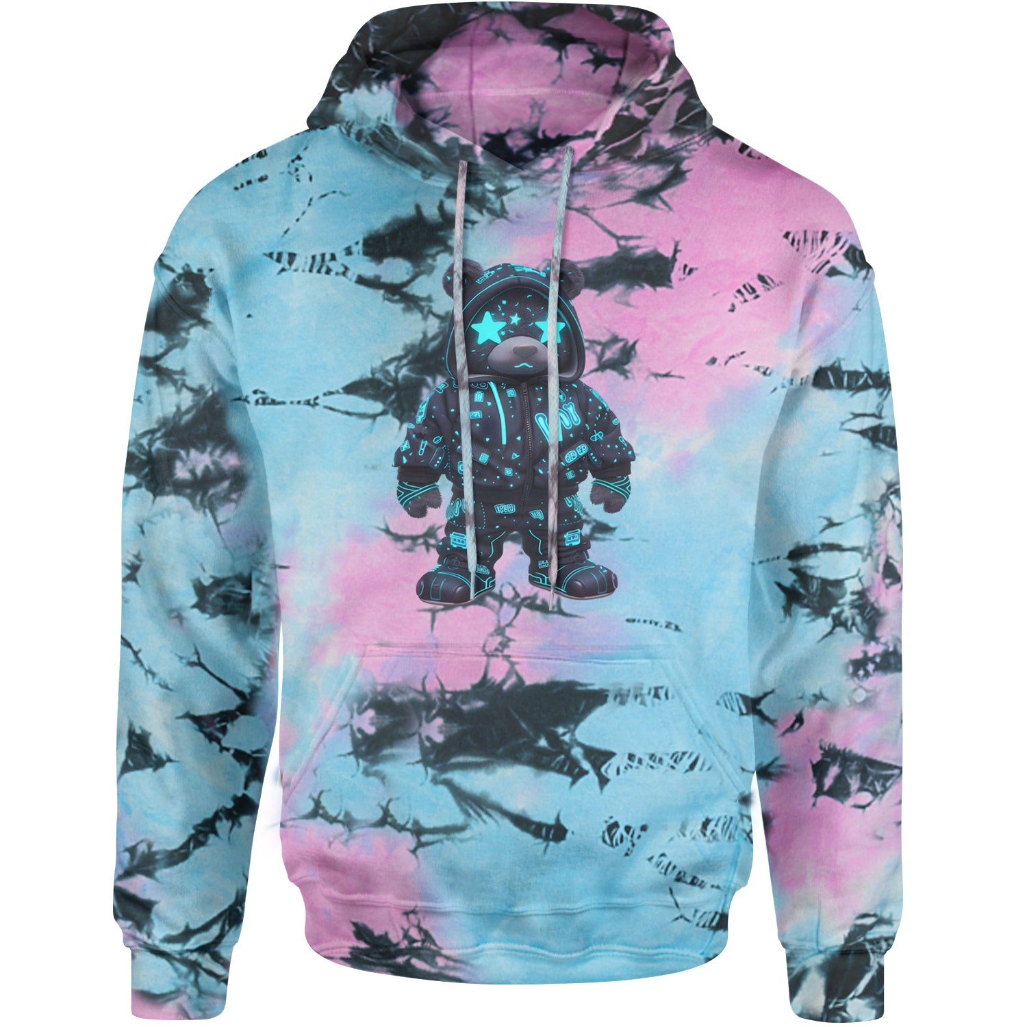 Starry Eyed Vaporwave Urban Graffiti Bear Adult Hoodie Sweatshirt Pacific