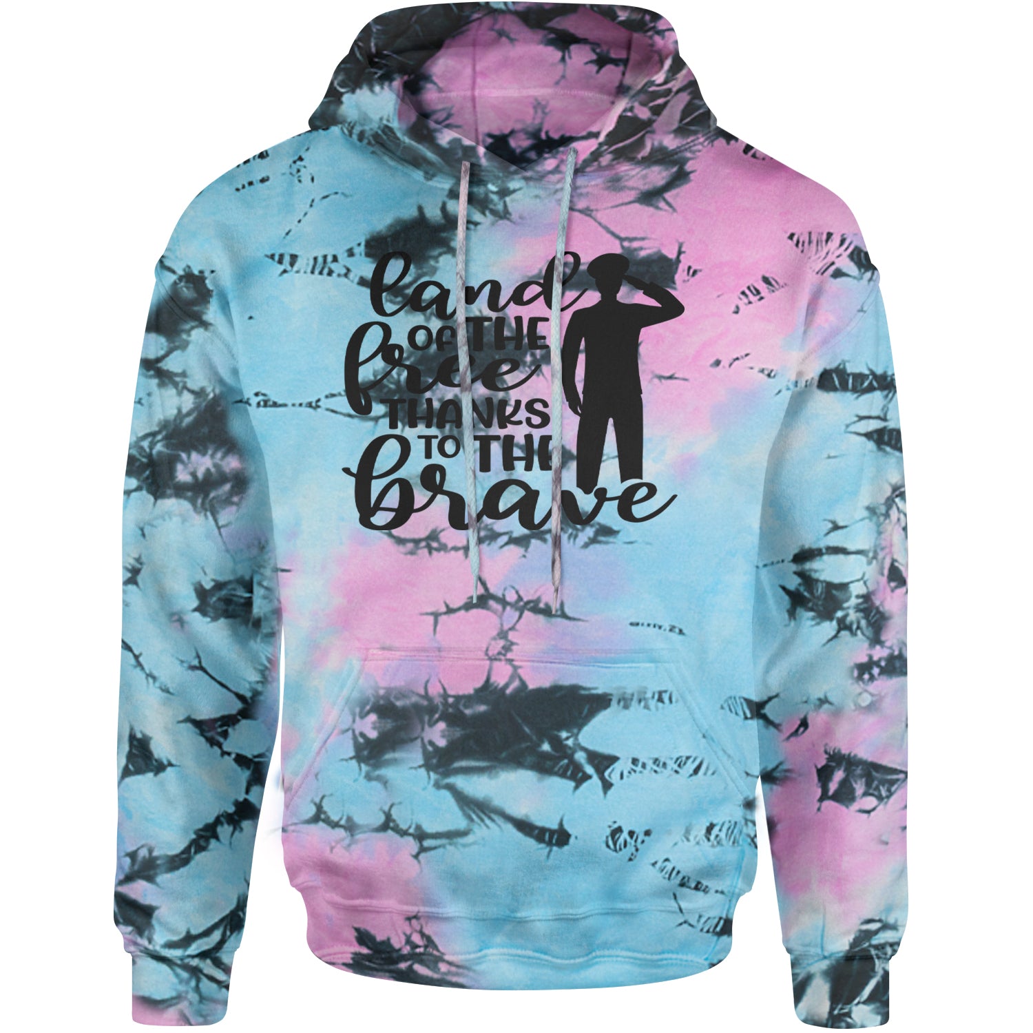 Land Of The Free Thanks To The Brave Veterans Adult Hoodie Sweatshirt Pacific