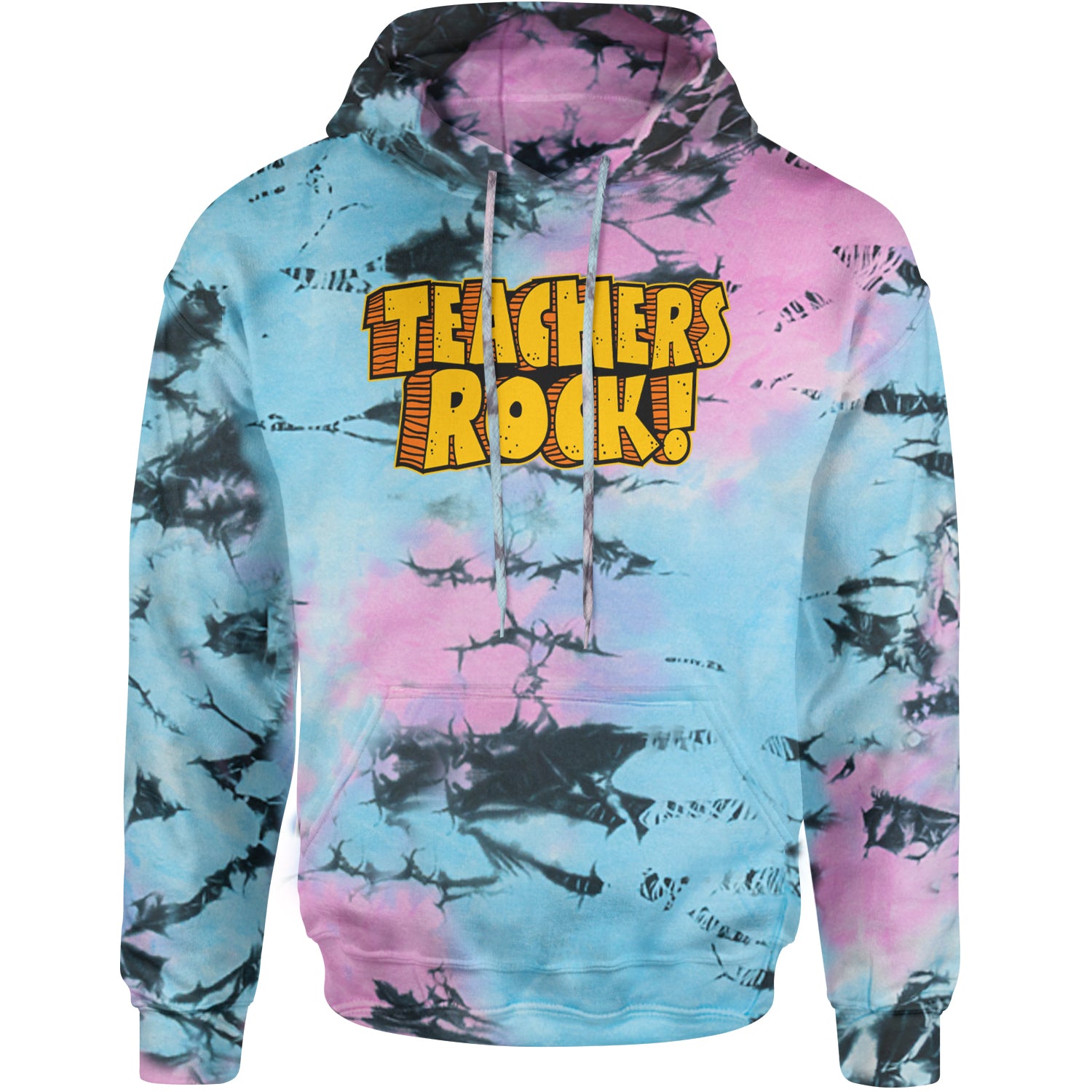 Teachers Rock Retro Adult Hoodie Sweatshirt Pacific