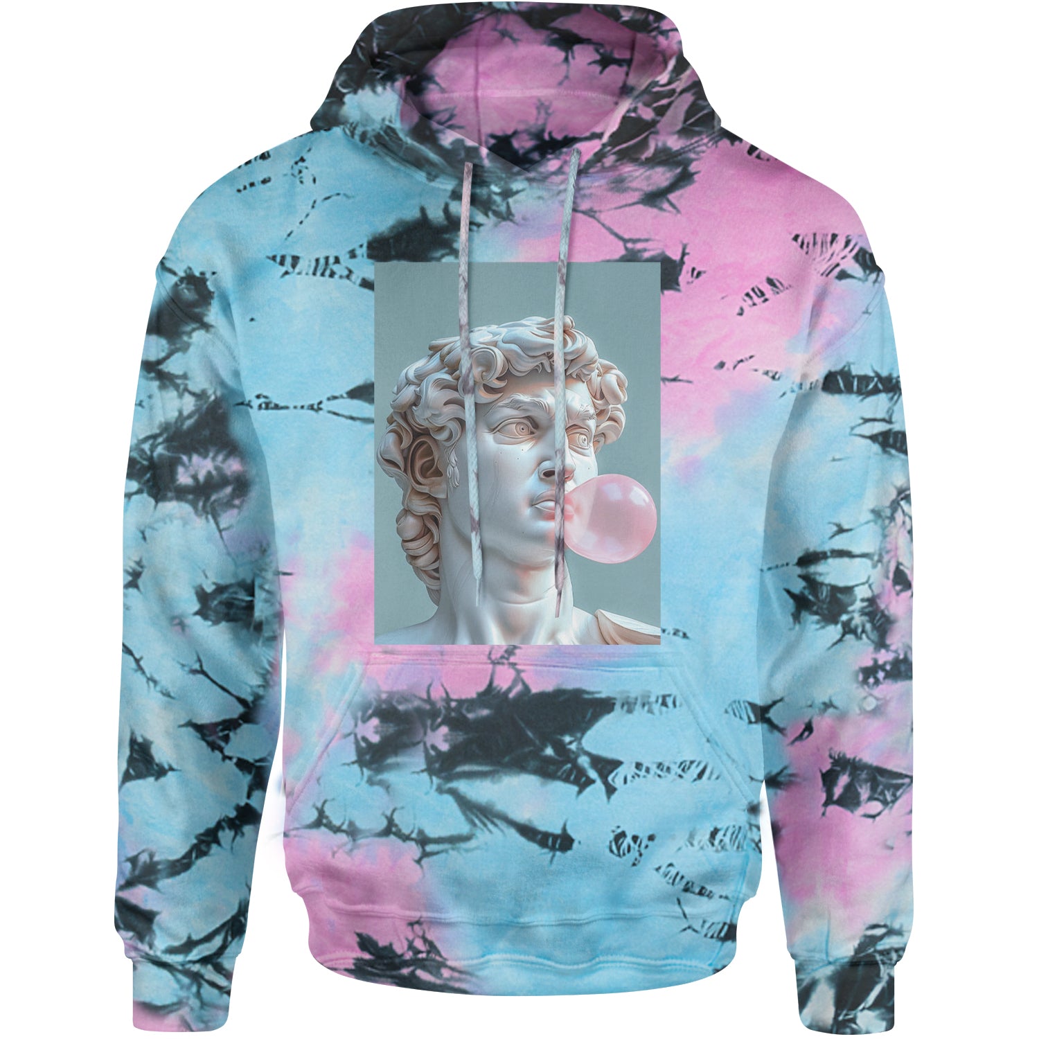 Michelangelo's David with Bubble Gum Contemporary Statue Art Adult Hoodie Sweatshirt Pacific