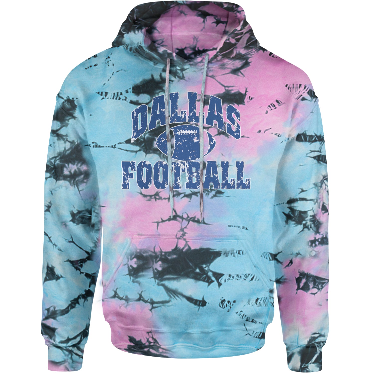 Dallas Distressed Football Adult Hoodie Sweatshirt Pacific