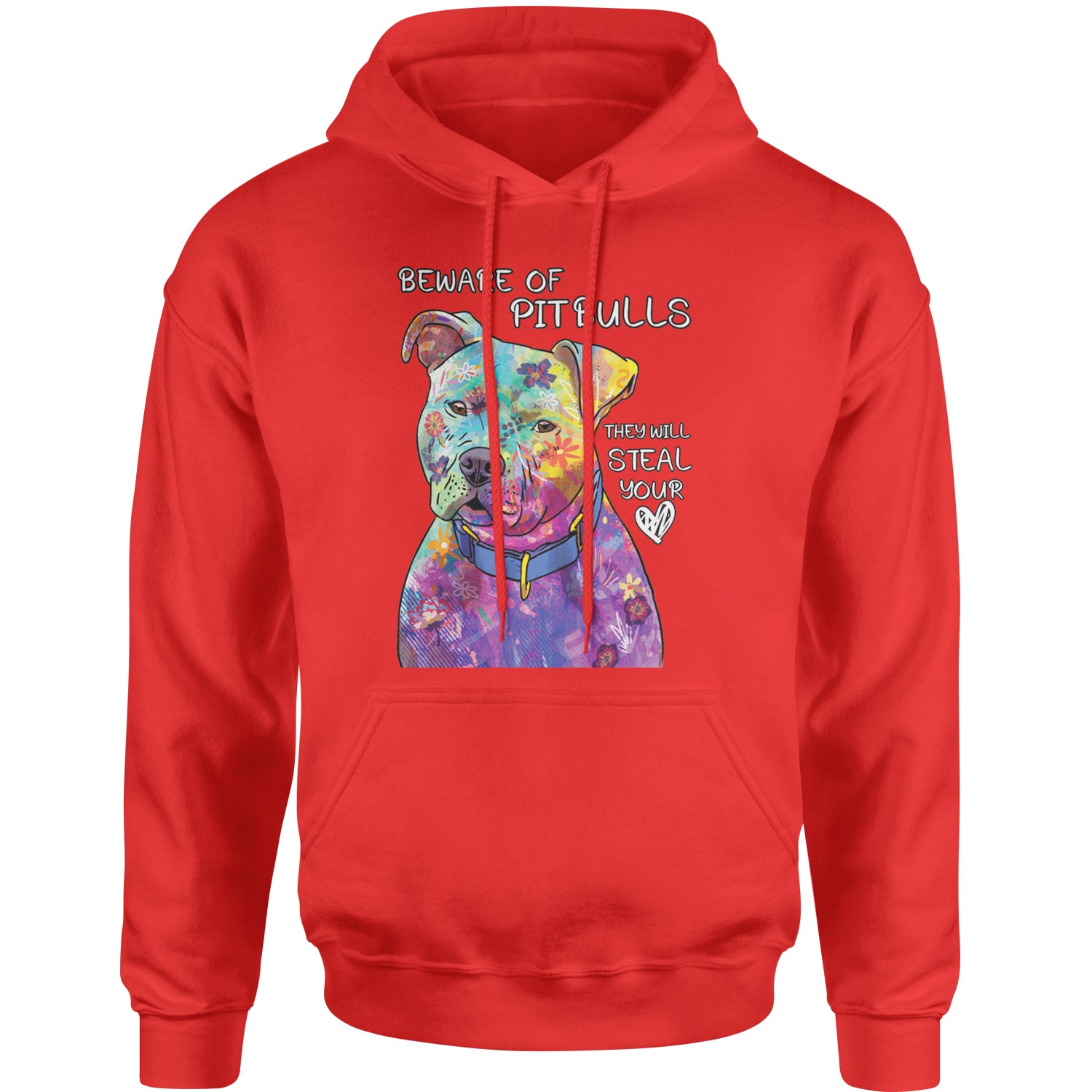 Beware Of Pit Bulls, They Will Steal Your Heart  Adult Hoodie Sweatshirt Red