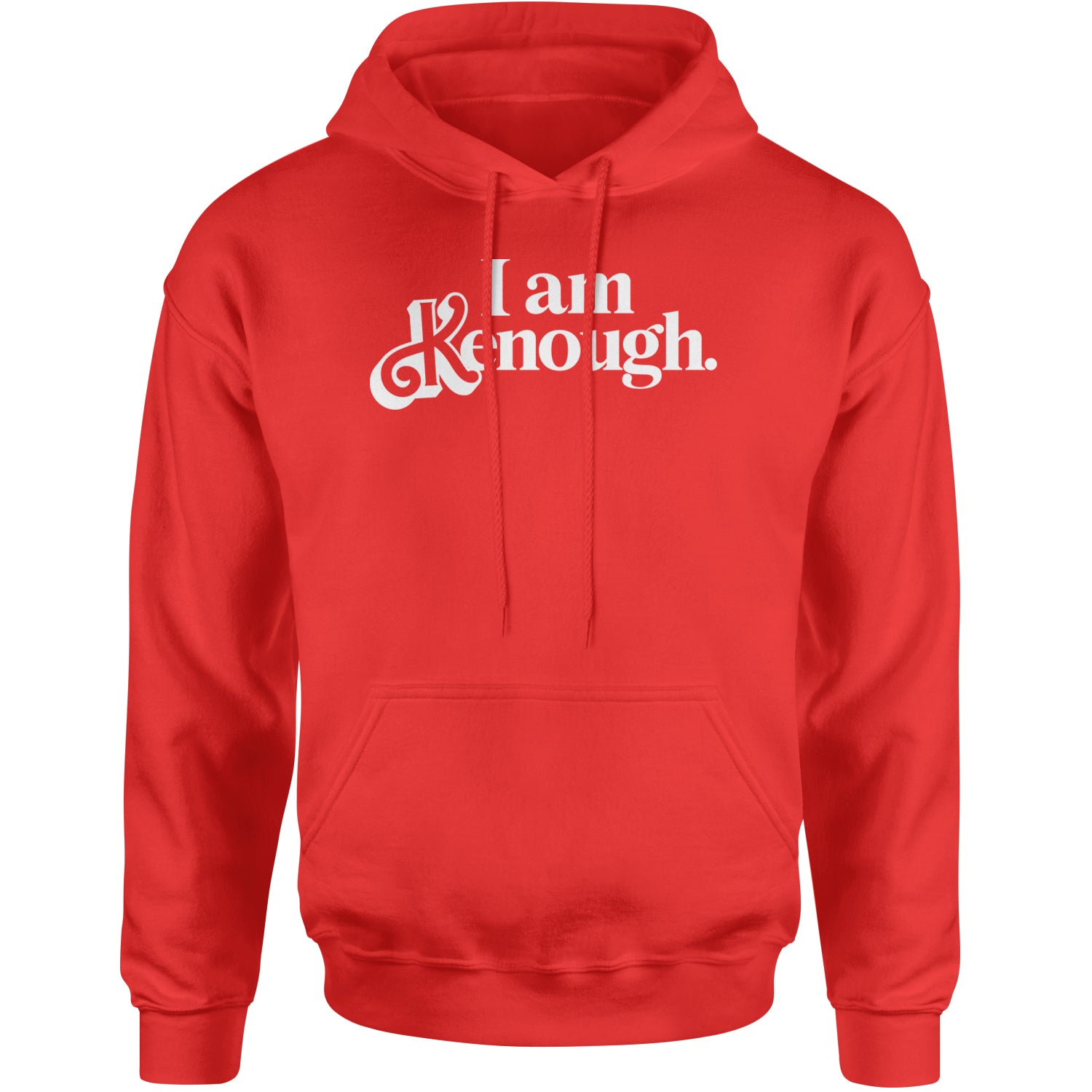 I Am Kenough White Print Adult Hoodie Sweatshirt Red