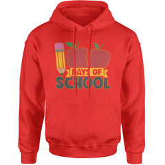 100 Days Of School Apple Pencil Adult Hoodie Sweatshirt Red