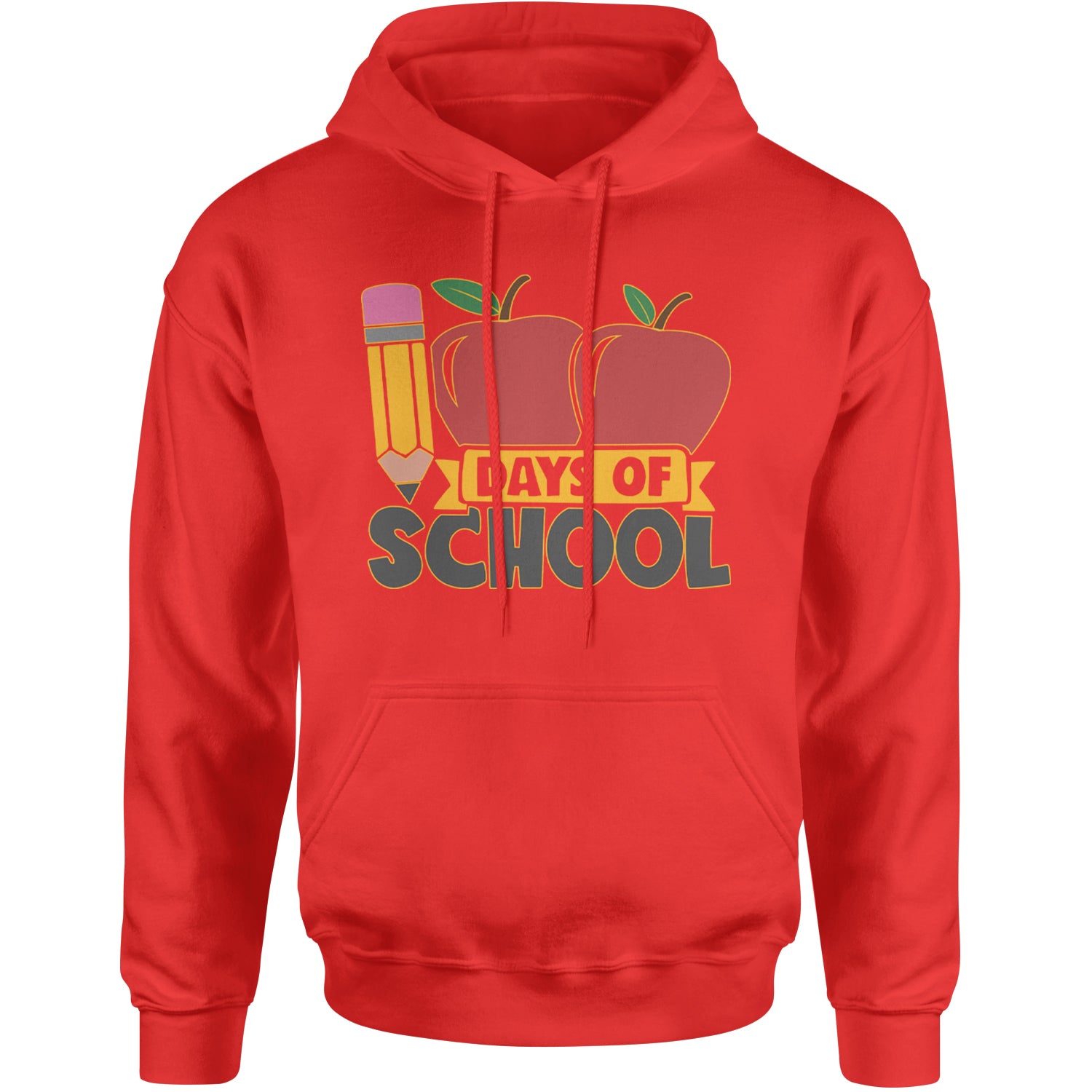 100 Days Of School Apple Pencil Adult Hoodie Sweatshirt Red