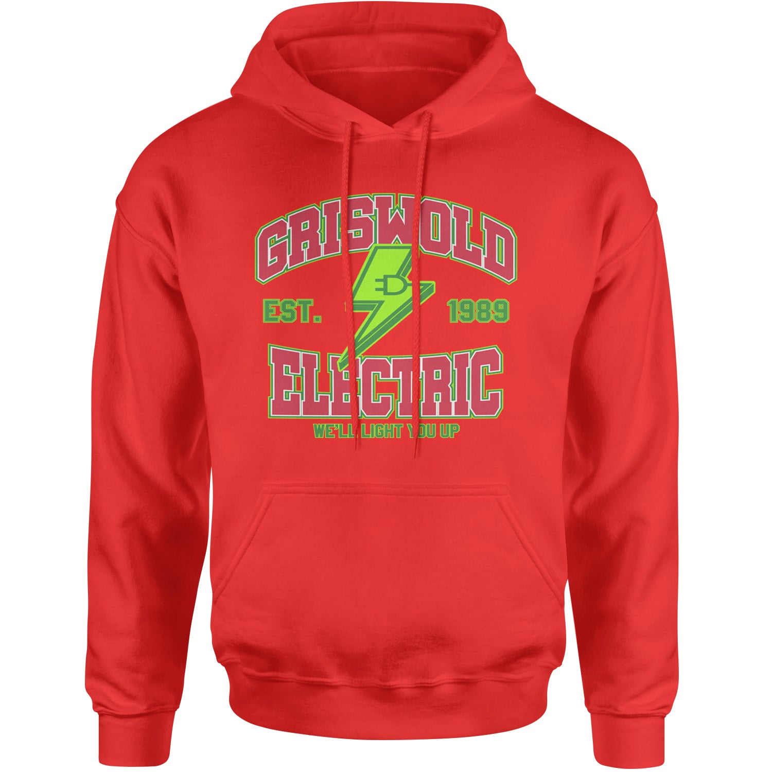 Griswold Electric We'll Light You Up Adult Hoodie Sweatshirt Red