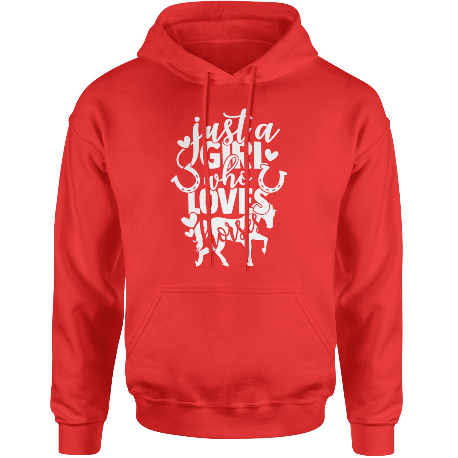 Just A Girl Who Loves Horses Adult Hoodie Sweatshirt Red