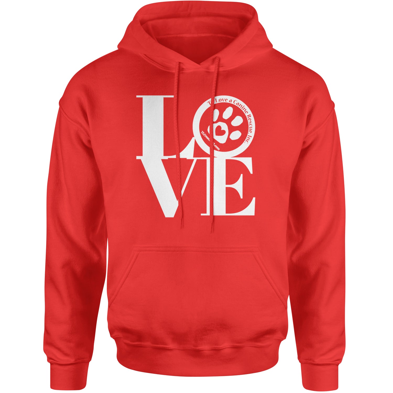 TLC LOVE Dog Rescue Adult Hoodie Sweatshirt Red