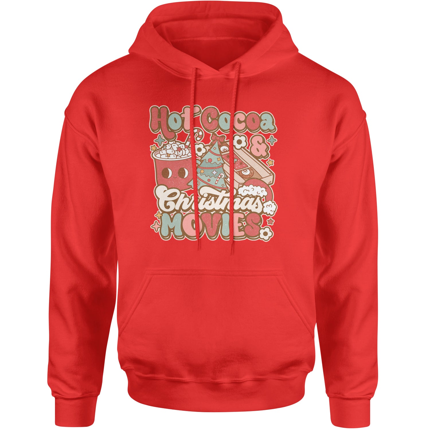 Hot Cocoa And Christmas Movies Holiday Adult Hoodie Sweatshirt Red