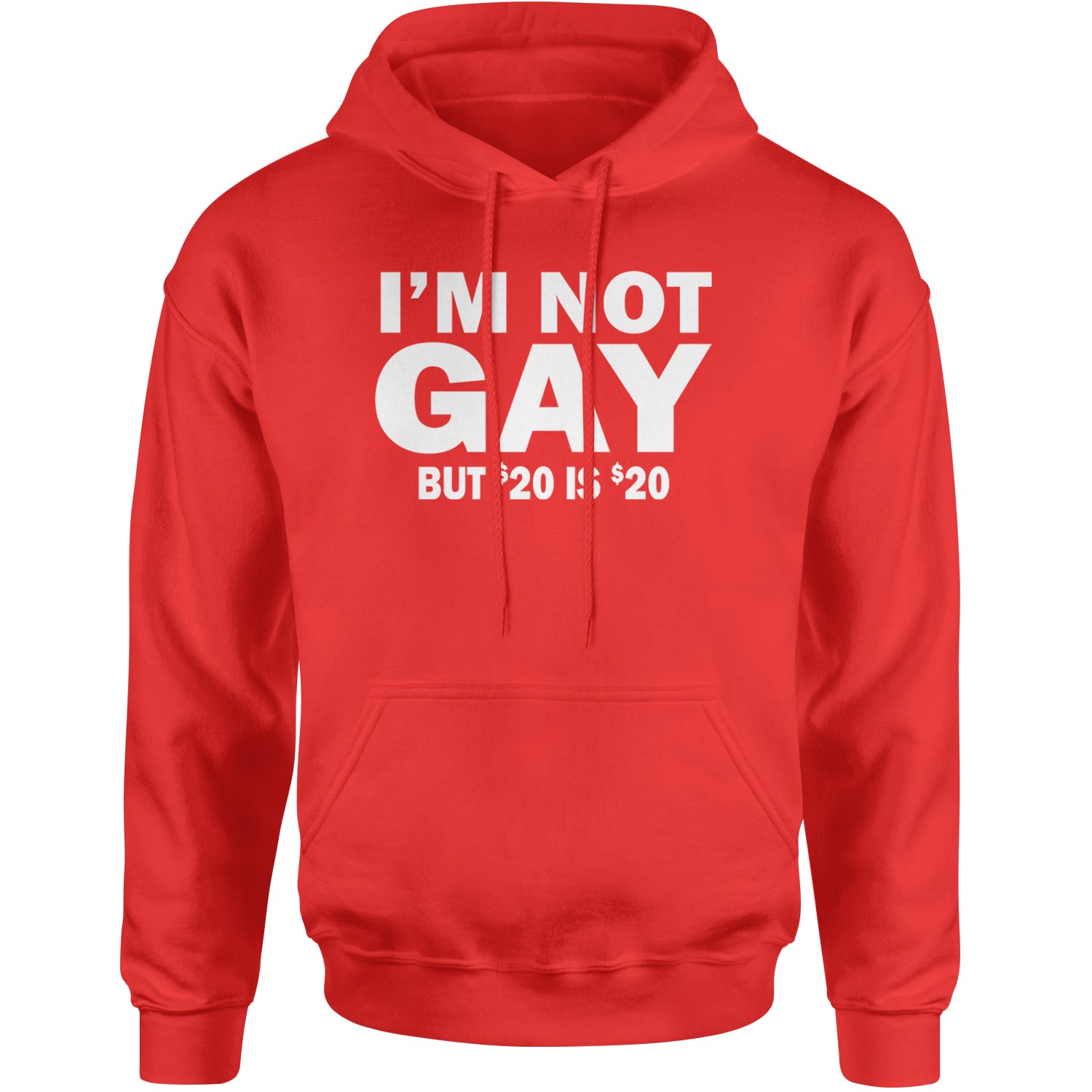 I'm Not Gay, But $20 Bucks is $20 Bucks Adult Hoodie Sweatshirt Red