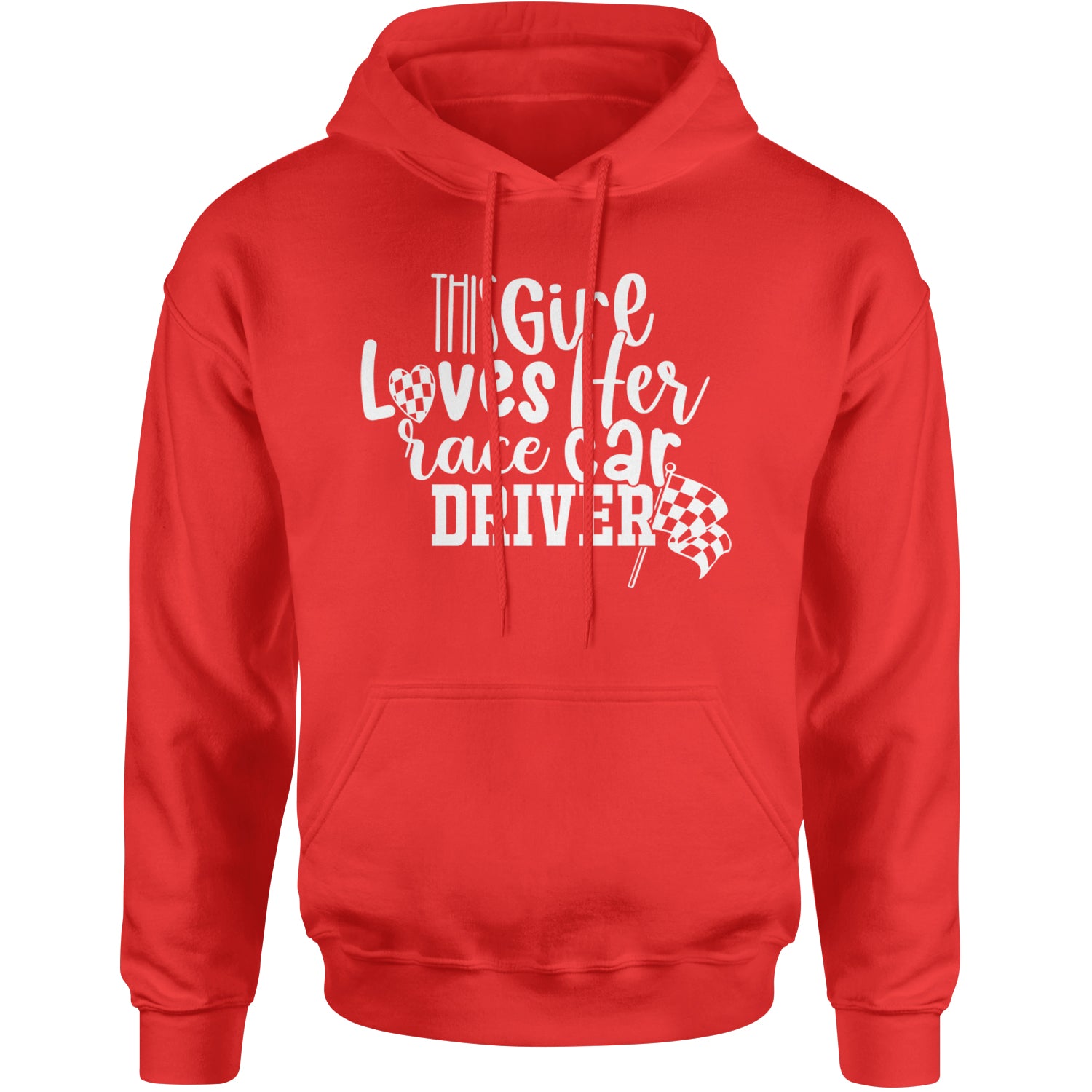 This Girl Loves Her Racecar Driver Adult Hoodie Sweatshirt Red