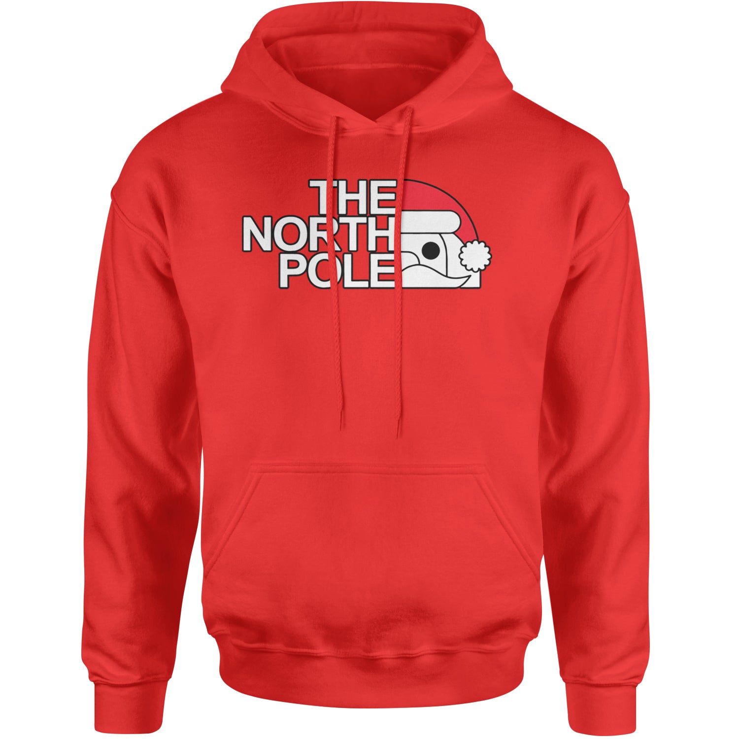 The North Pole Santa Face Adult Hoodie Sweatshirt Red