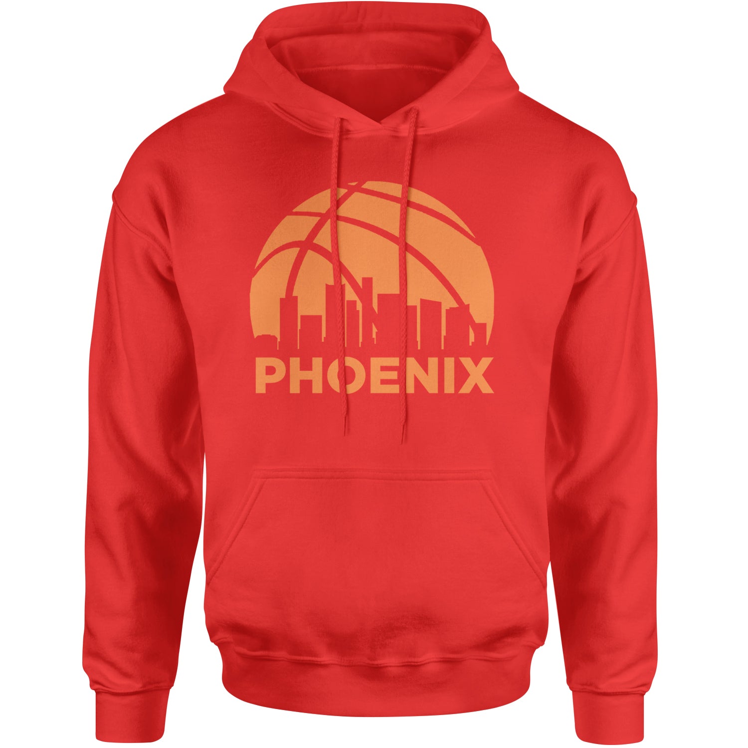 Phoenix Basketball Sunset City Skyline Adult Hoodie Sweatshirt Red