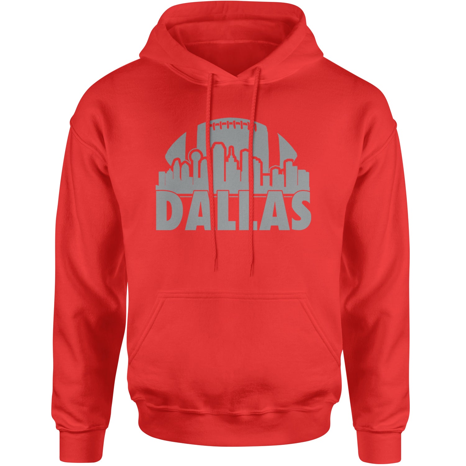 Dallas Texas Skyline Adult Hoodie Sweatshirt Red