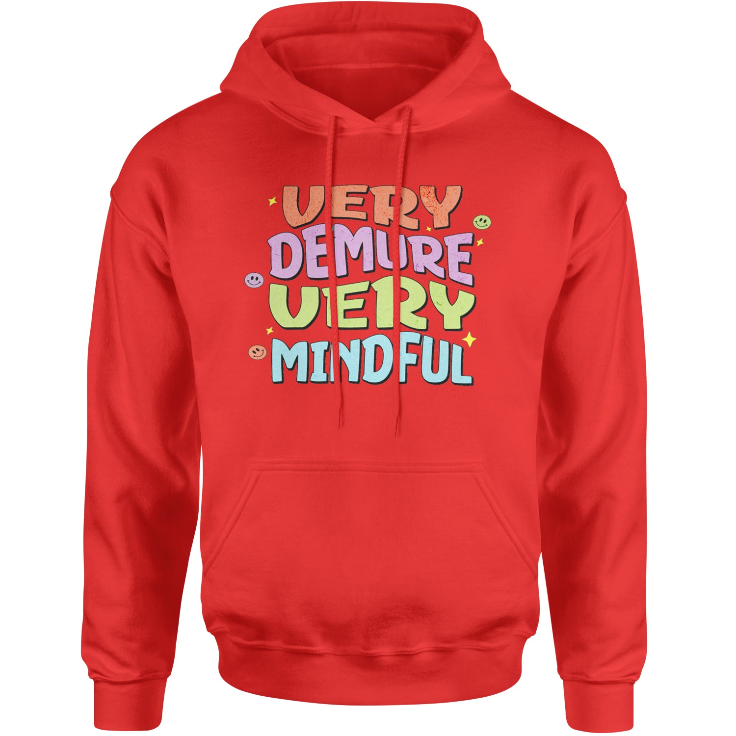 Very Demure, Very Mindful Adult Hoodie Sweatshirt Red