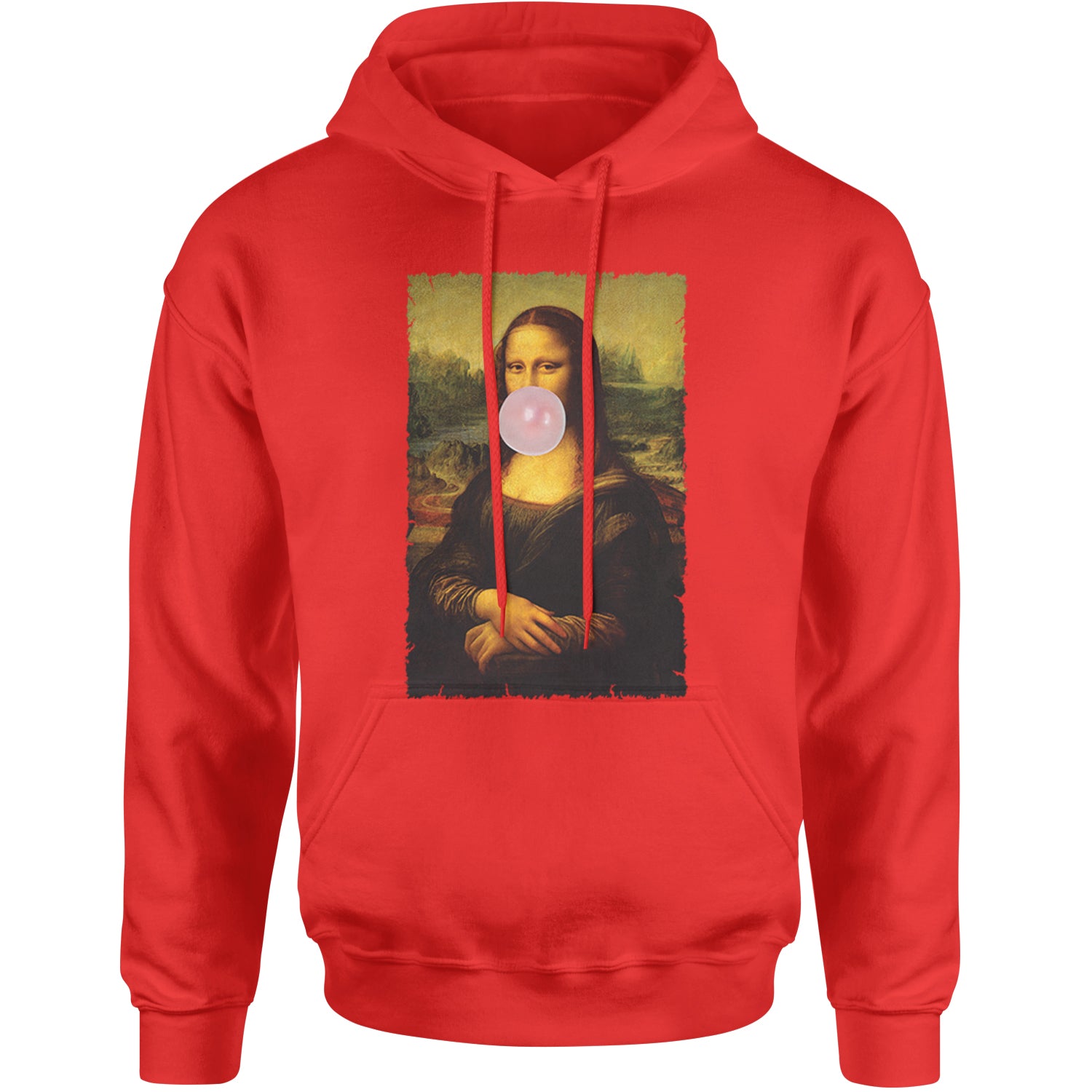 Mona Lisa Smile Pink Bubble Gum Da Vinci Icon Adult Hoodie Sweatshirt Red