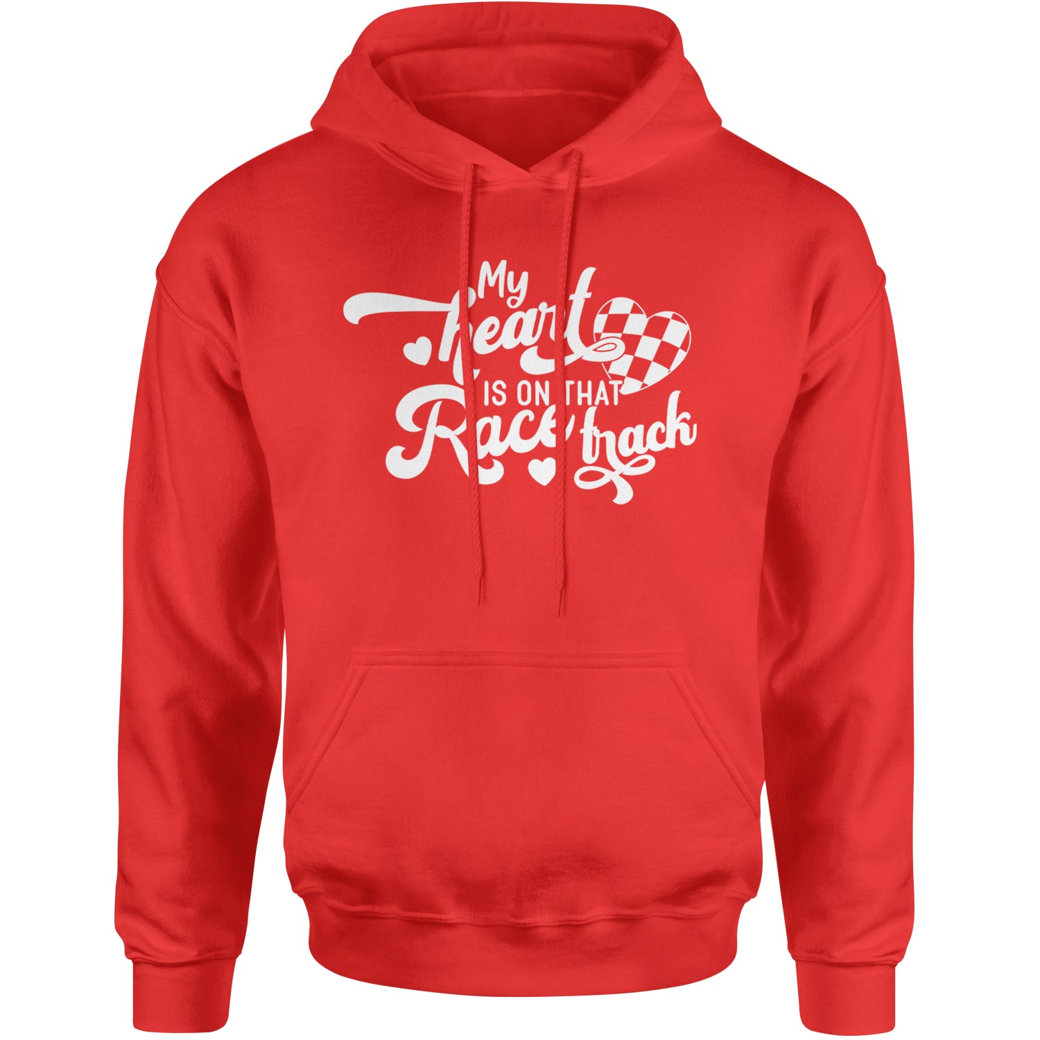 My Heart Is On That Race Track Adult Hoodie Sweatshirt Red