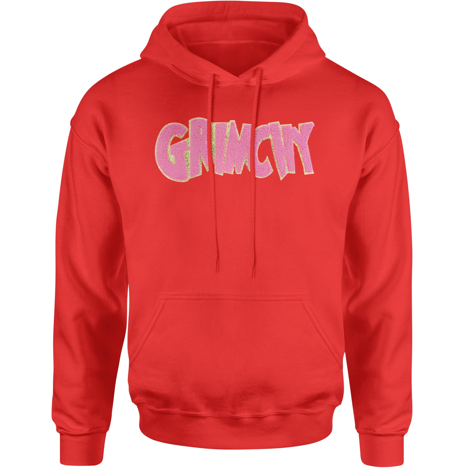 Pink Gr-nchy Chenille Patch Adult Hoodie Sweatshirt Red