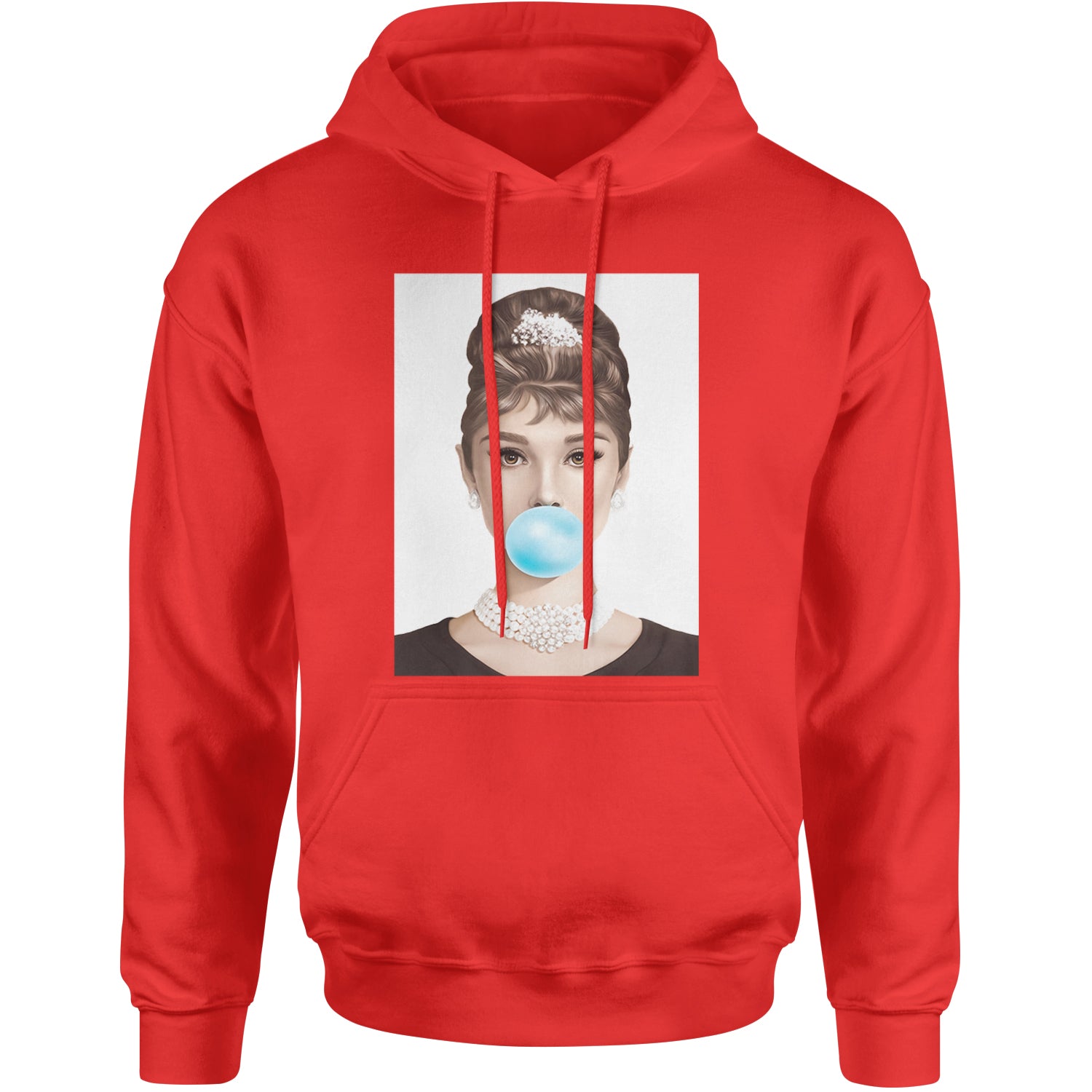 Audrey Hepburn Chewing Bubble Gum American Icon Adult Hoodie Sweatshirt Red