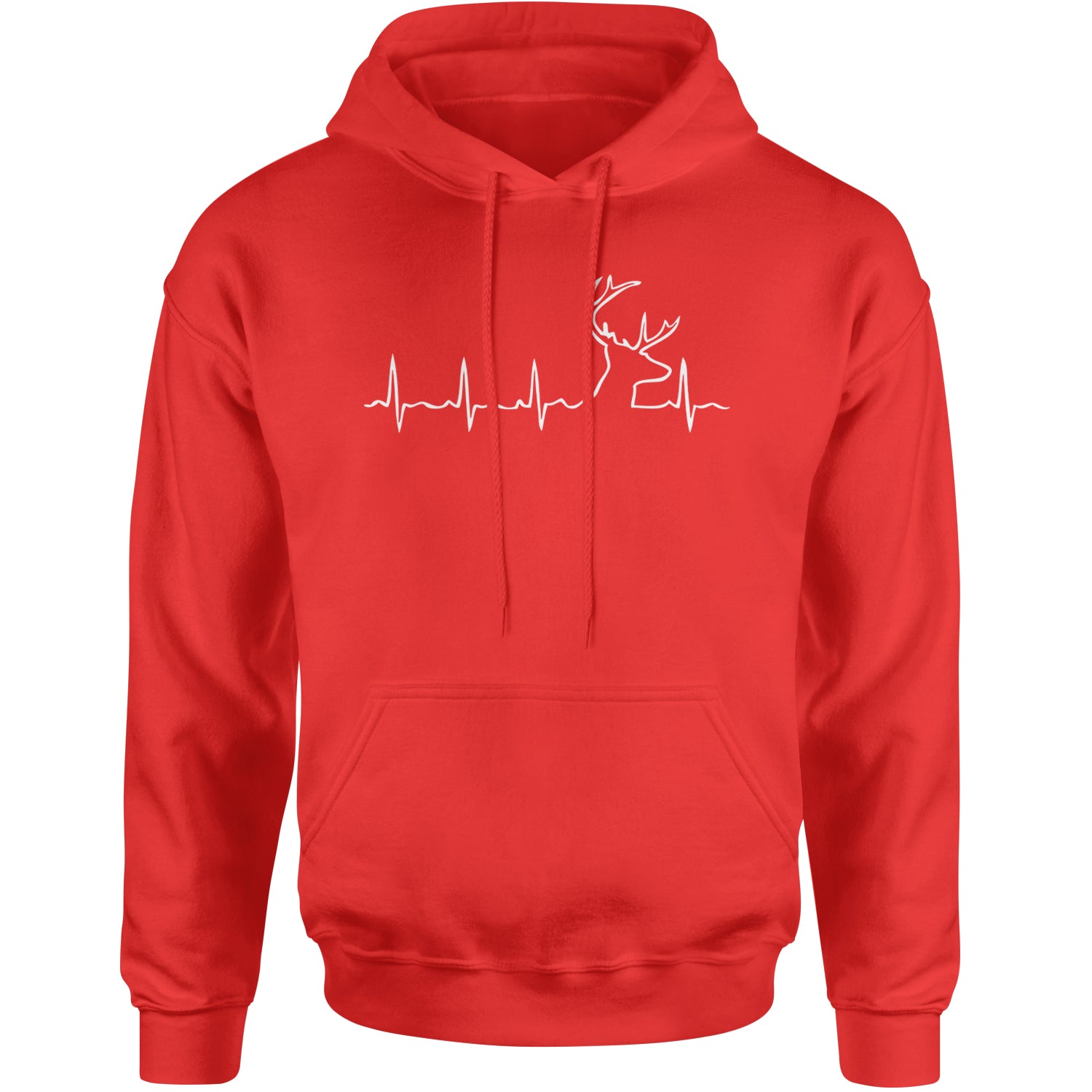 Hunting Heartbeat Deer Hunter Buck Stag Antlers  Adult Hoodie Sweatshirt Red