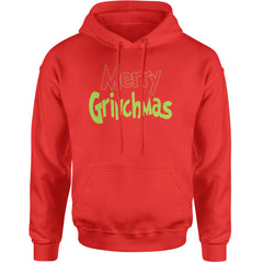 Merry Grinchmas Jolly Merry Christmas Adult Hoodie Sweatshirt Red