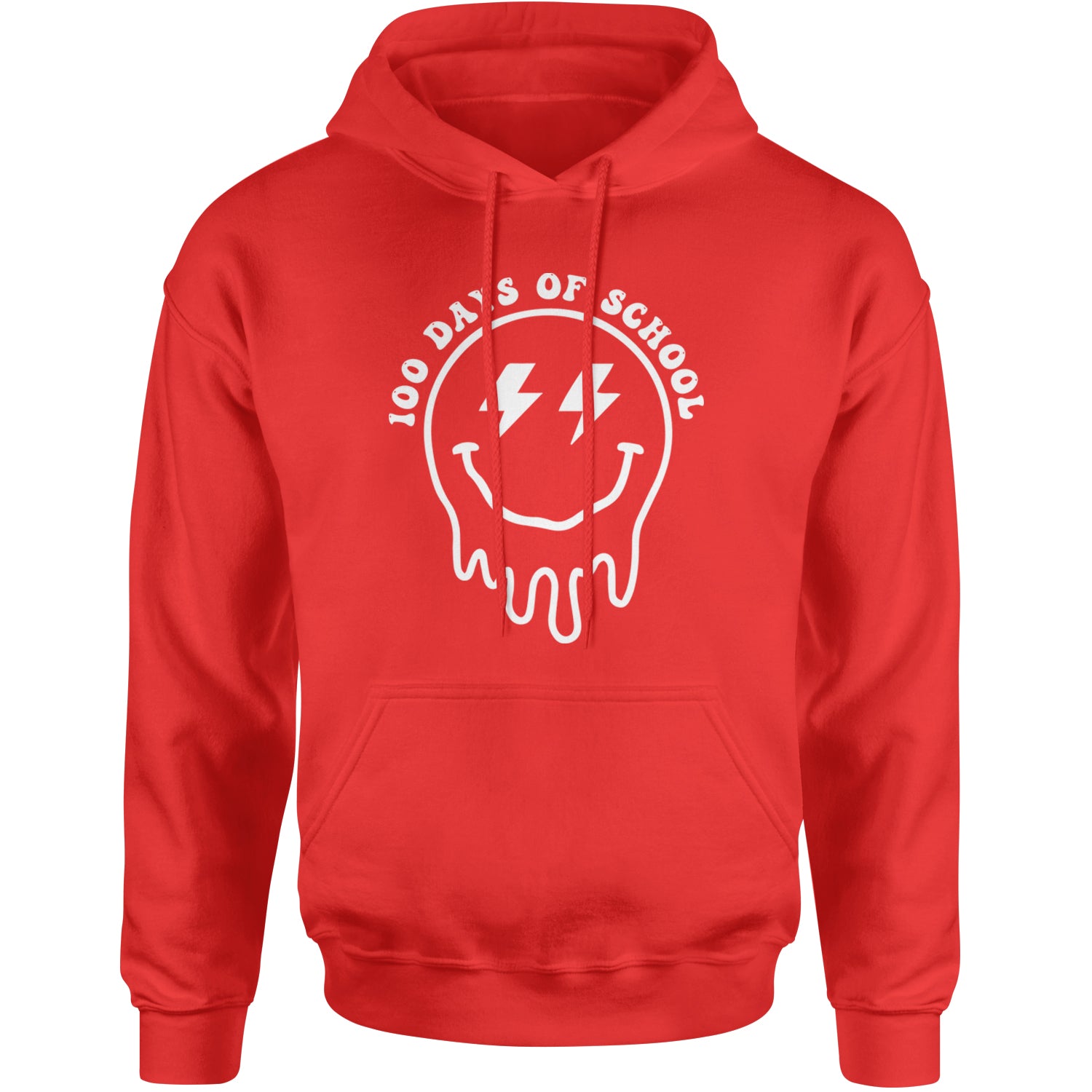 Melting Smile Face 100 Days Of School Adult Hoodie Sweatshirt Red