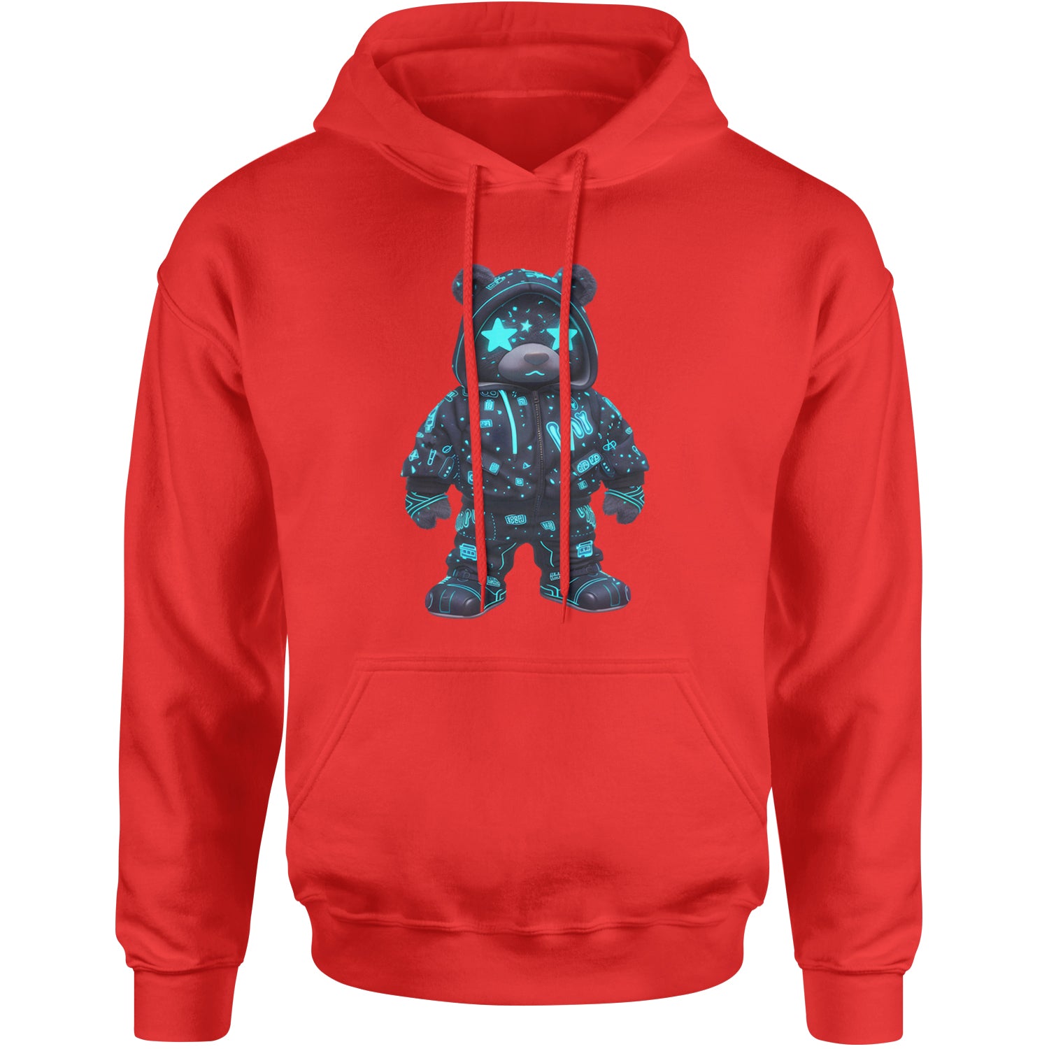 Starry Eyed Vaporwave Urban Graffiti Bear Adult Hoodie Sweatshirt Red