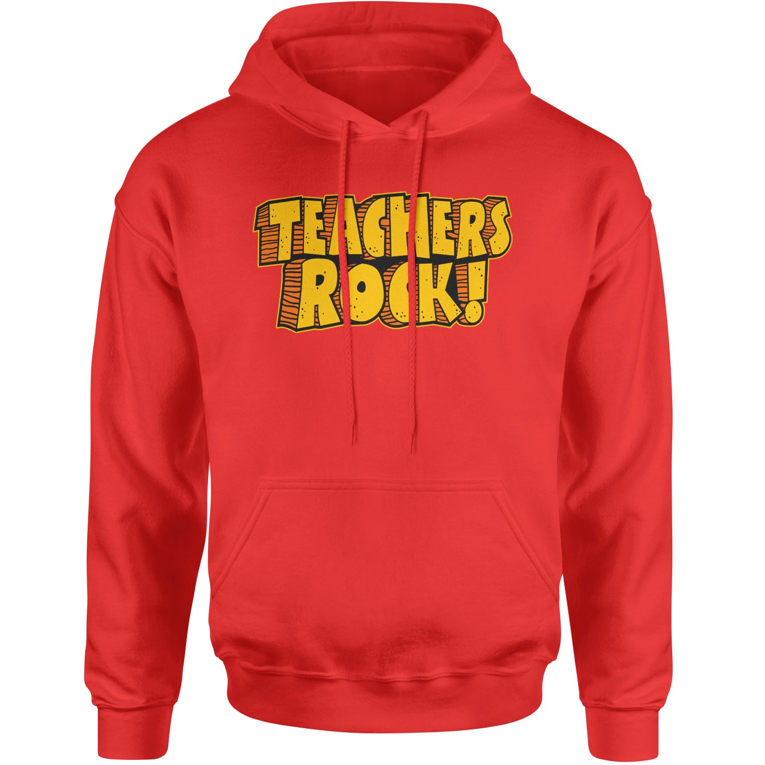 Teachers Rock Retro Adult Hoodie Sweatshirt Red