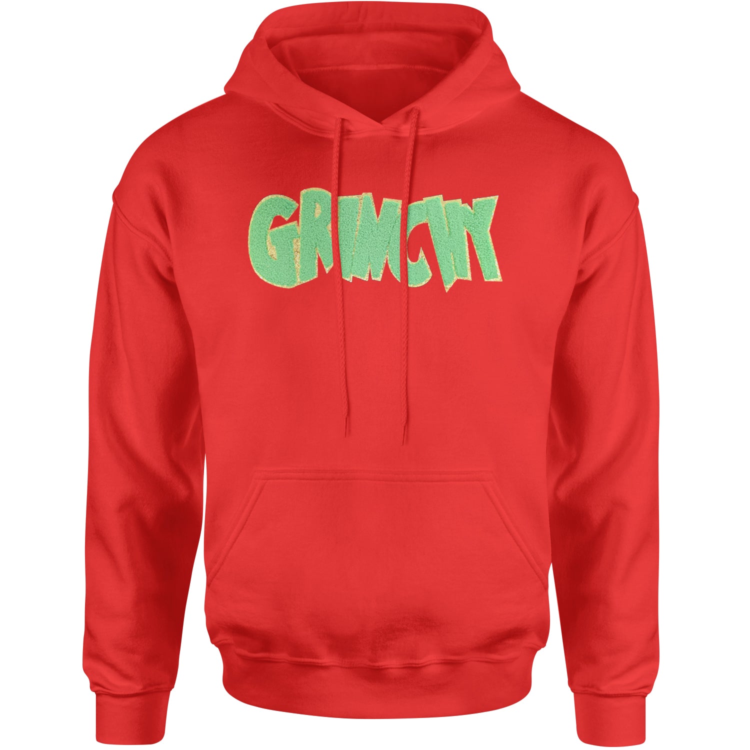 Green Gr-nchy Chenille Patch Adult Hoodie Sweatshirt Red