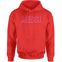 Messi OUTLINE Miami Futbol Adult Hoodie Sweatshirt Red