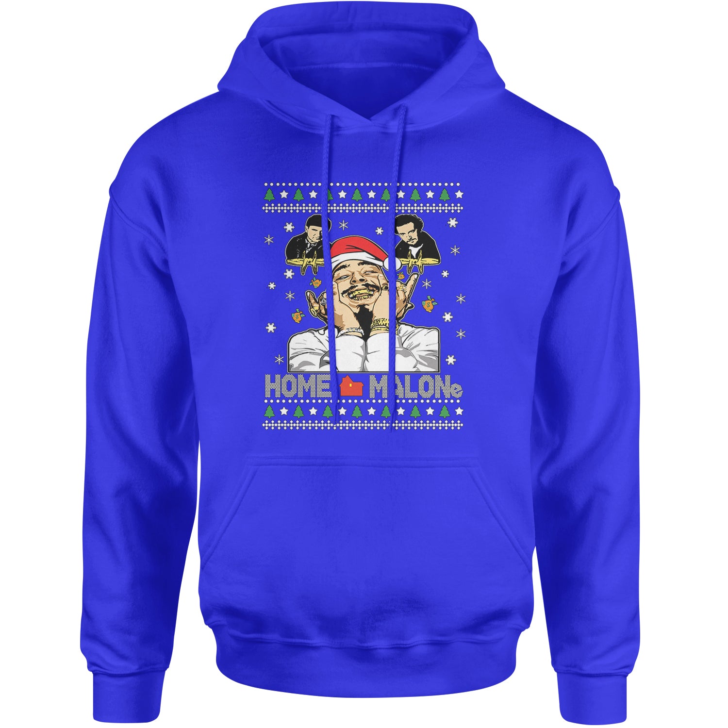 Home Malone Ugly Christmas Adult Hoodie Sweatshirt Royal Blue