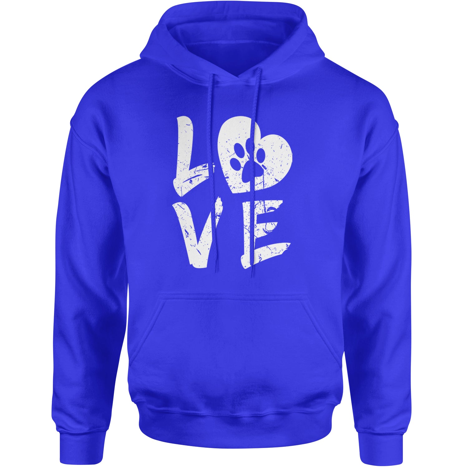 I Love My Dog Paw Print  Adult Hoodie Sweatshirt Royal Blue