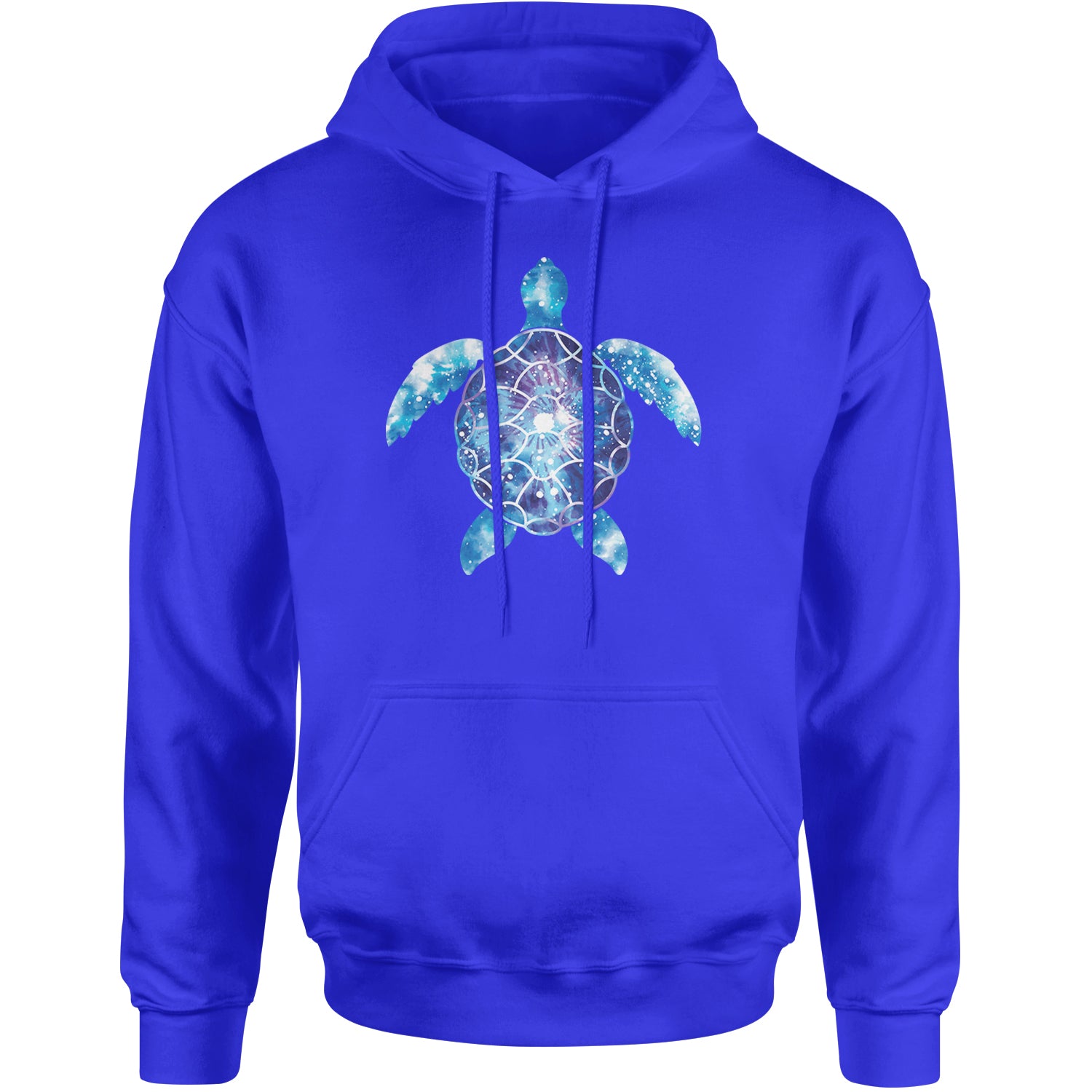 Ocean Aura Tie-Dye Sea Turtle Adult Hoodie Sweatshirt Royal Blue