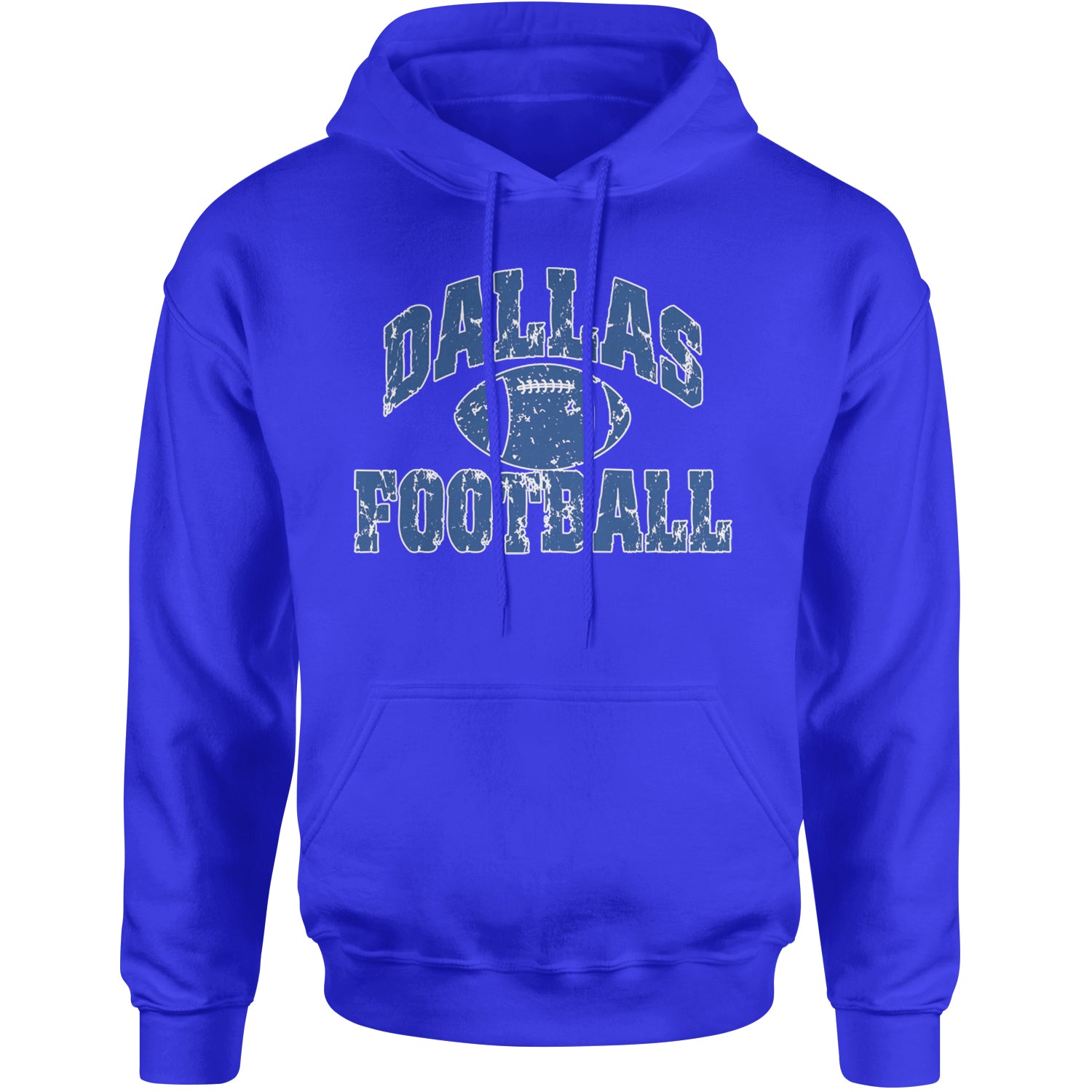 Dallas Distressed Football Adult Hoodie Sweatshirt Royal Blue