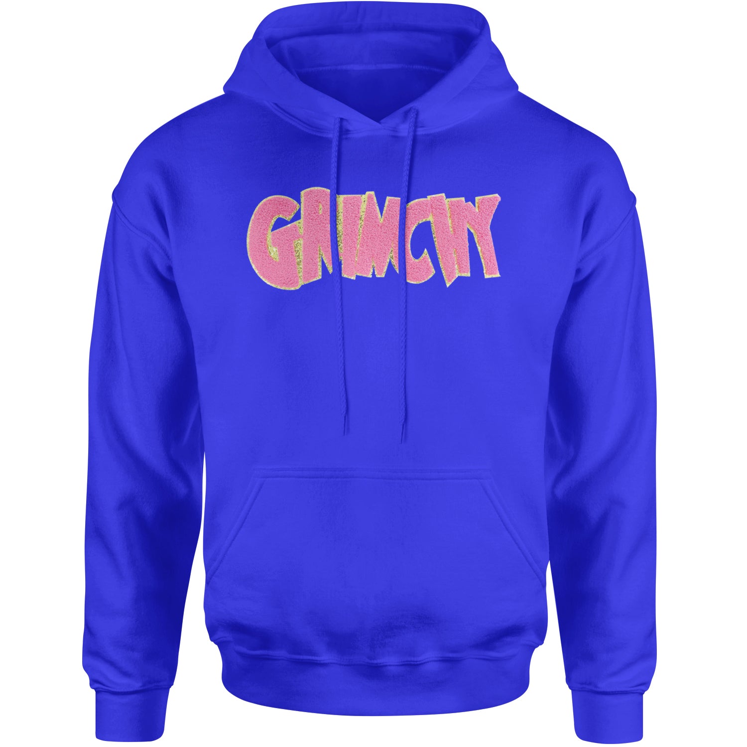 Pink Gr-nchy Chenille Patch Adult Hoodie Sweatshirt Royal Blue