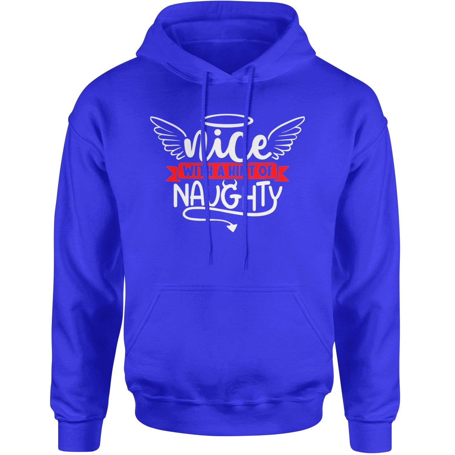 Nice with a Hint of Naughty Christmas Adult Hoodie Sweatshirt Royal Blue