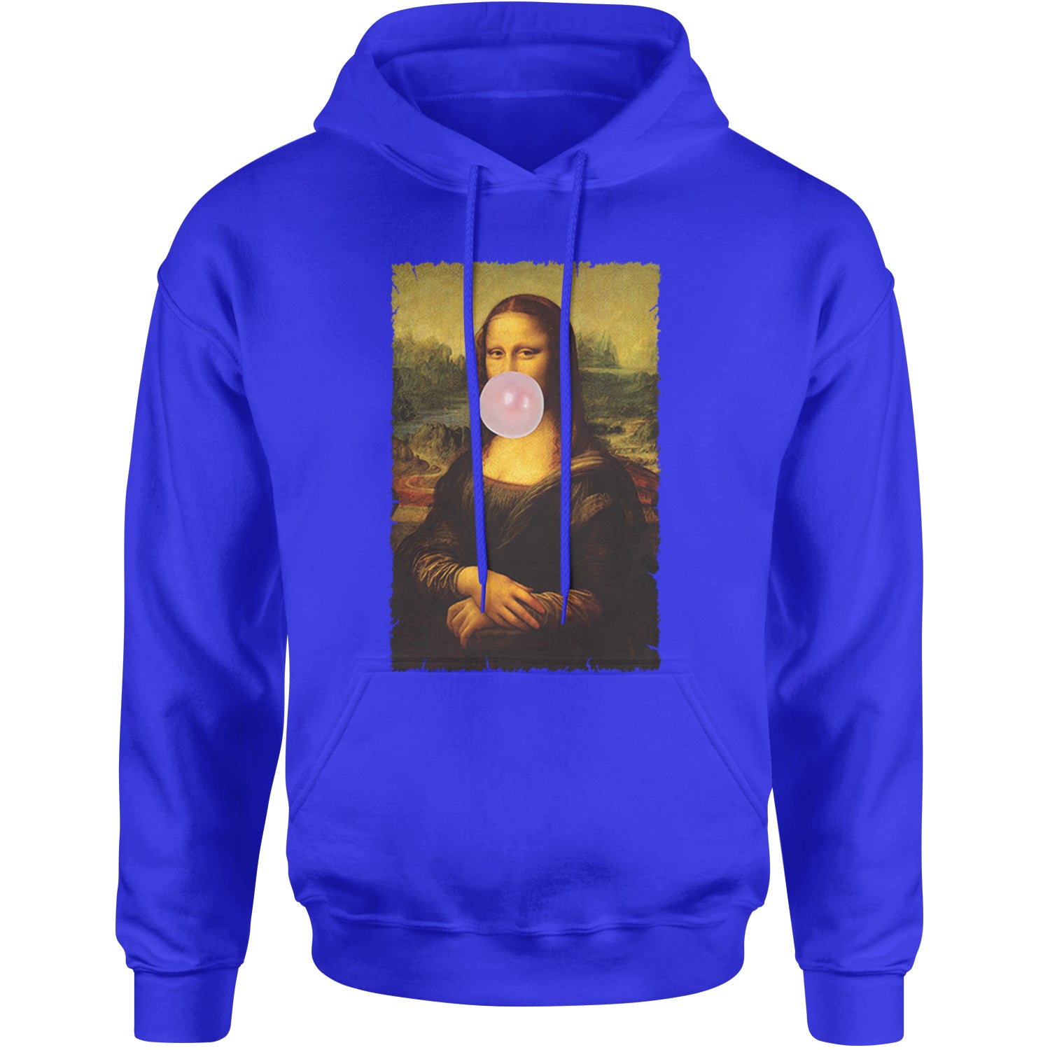 Mona Lisa Smile Pink Bubble Gum Da Vinci Icon Adult Hoodie Sweatshirt Royal Blue