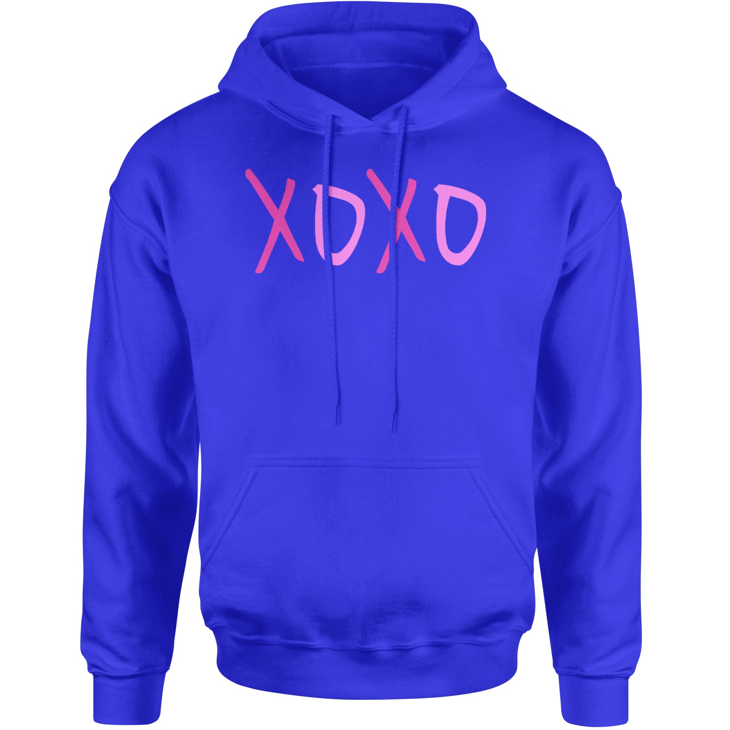 XOXO Pink Print Adult Hoodie Sweatshirt Royal Blue