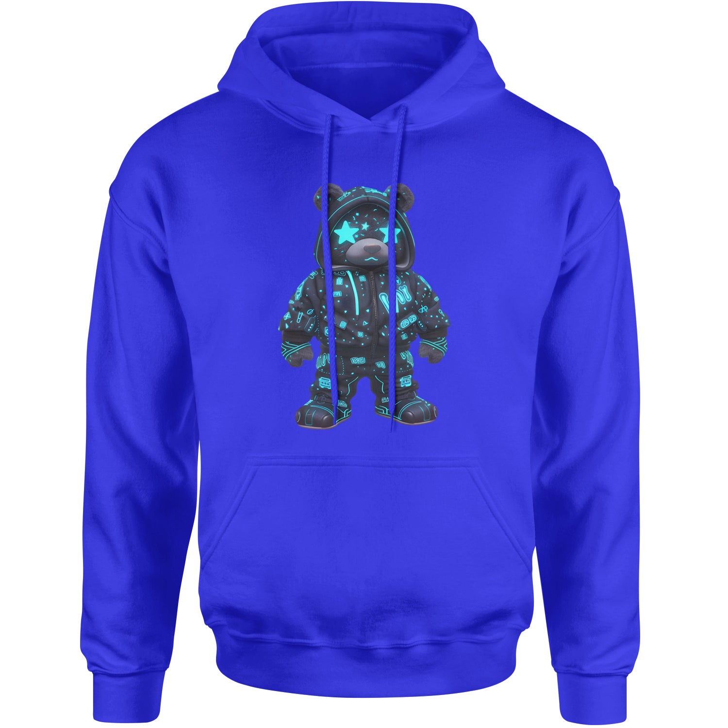 Starry Eyed Vaporwave Urban Graffiti Bear Adult Hoodie Sweatshirt Royal Blue