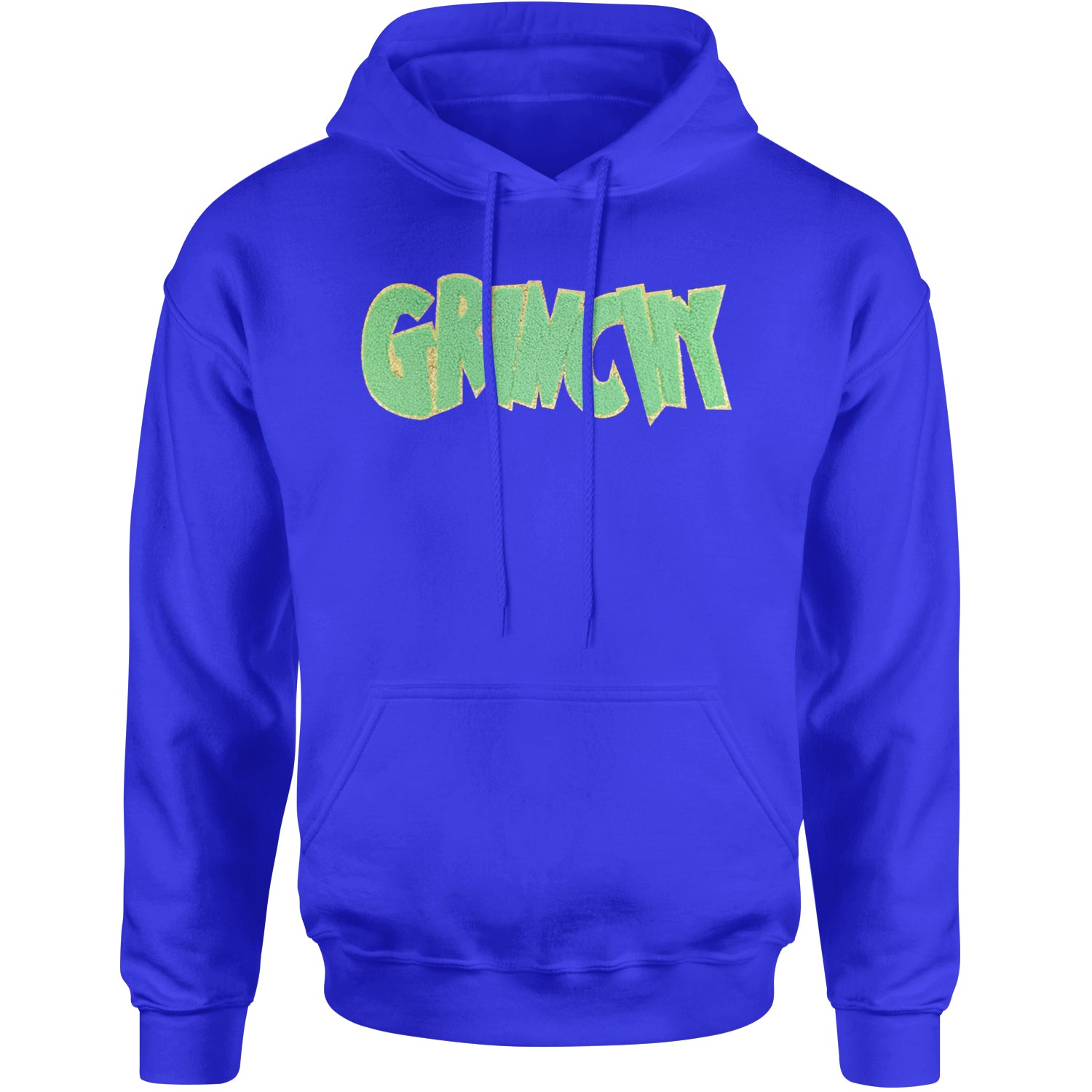 Green Gr-nchy Chenille Patch Adult Hoodie Sweatshirt Royal Blue